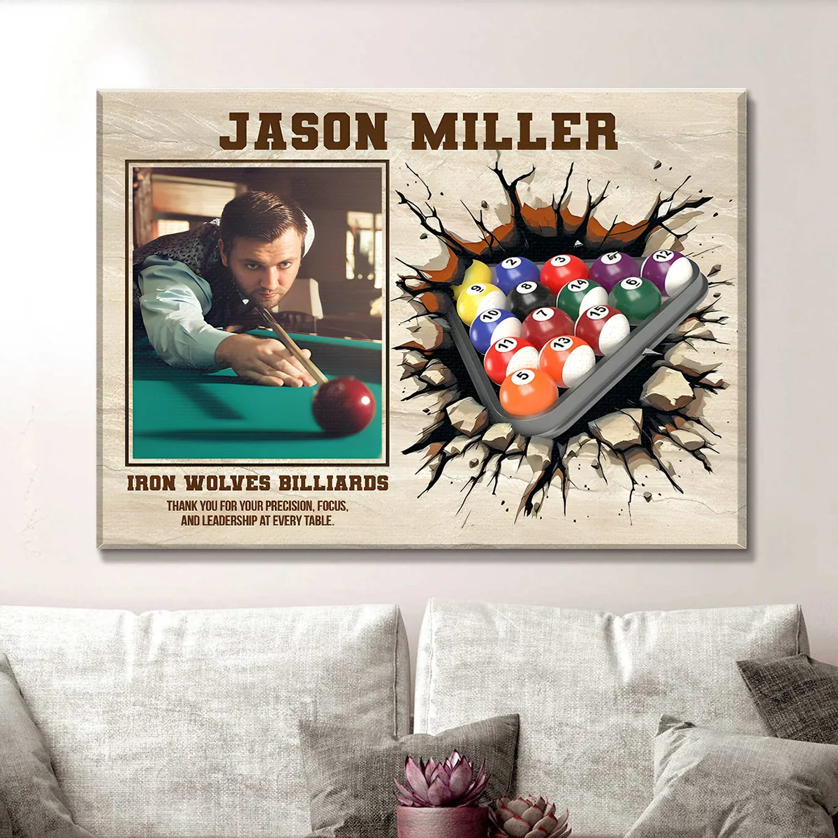 Billiards Player Signature Canvas, Custom Billiards Guest Book, Billiards Keepsake Gift, Billiards Lover Gift, Sport Gift - Image 3