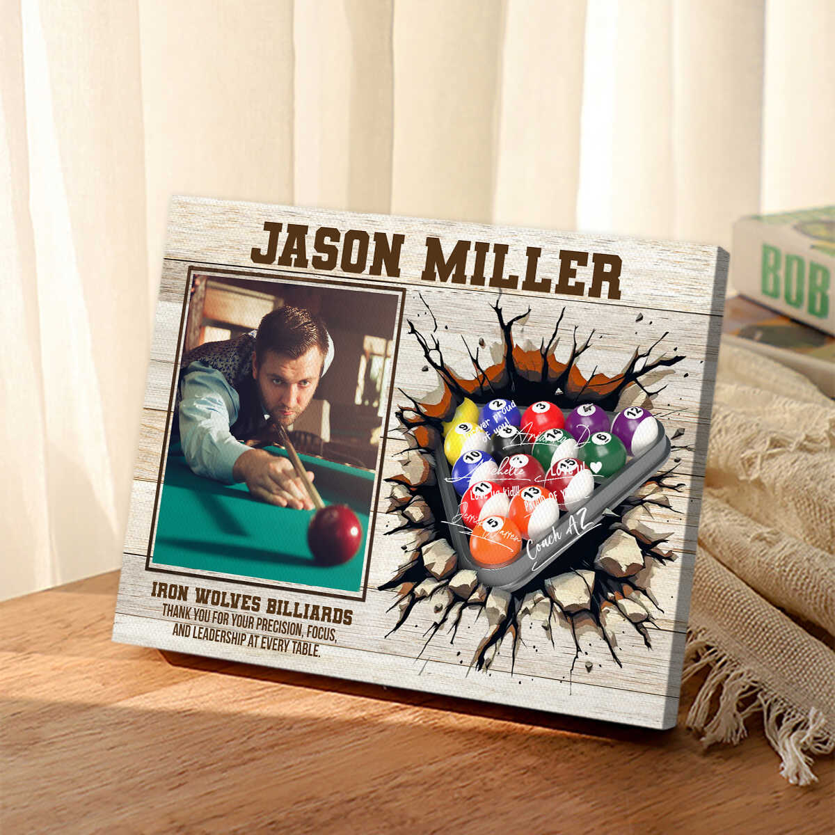 Billiards Player Signature Canvas, Custom Billiards Guest Book, Billiards Keepsake Gift, Billiards Lover Gift, Sport Gift - Image 4