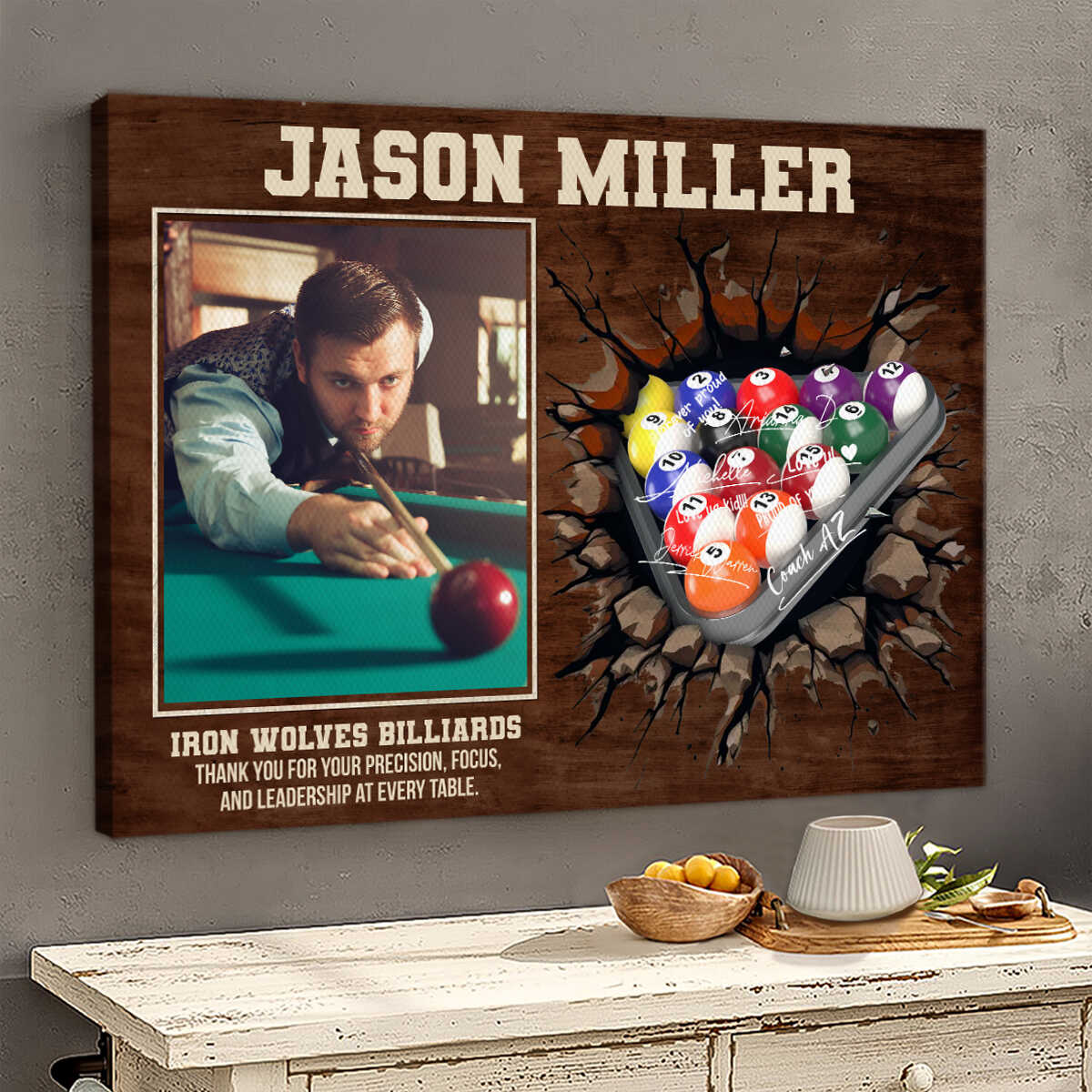 Billiards Player Signature Canvas, Custom Billiards Guest Book, Billiards Keepsake Gift, Billiards Lover Gift, Sport Gift - Image 5
