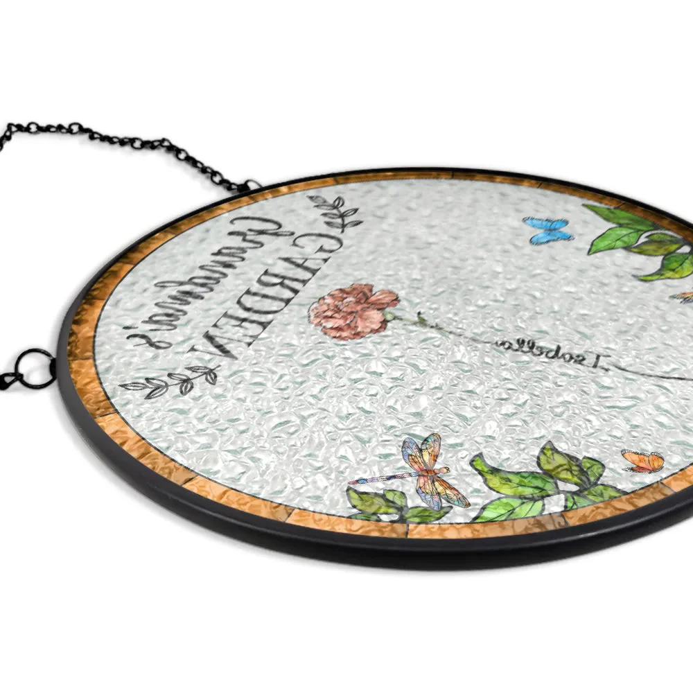 Birth Flower Grandma's Garden - Personalized Stained Glass Window Hanging Suncatcher - Image 3