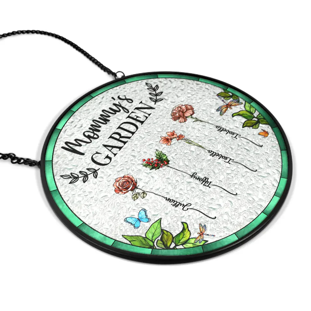 Birth Flower Grandma's Garden - Personalized Stained Glass Window Hanging Suncatcher - Image 4