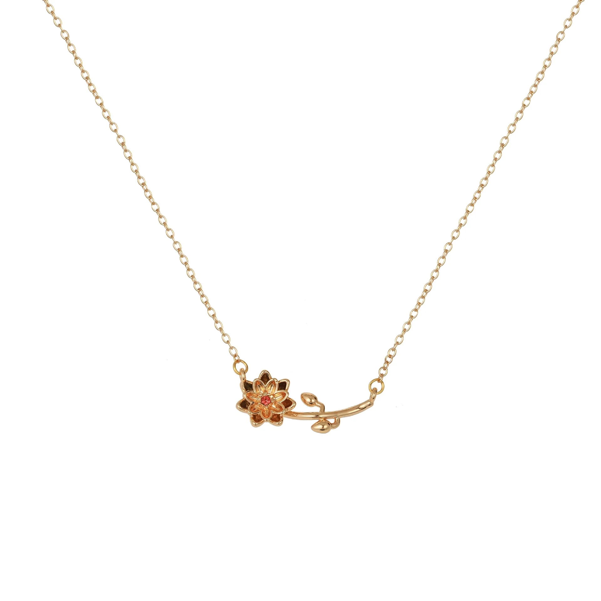 Birth Flower Necklace - Dainty Horizontal Flower Charm - Image 11