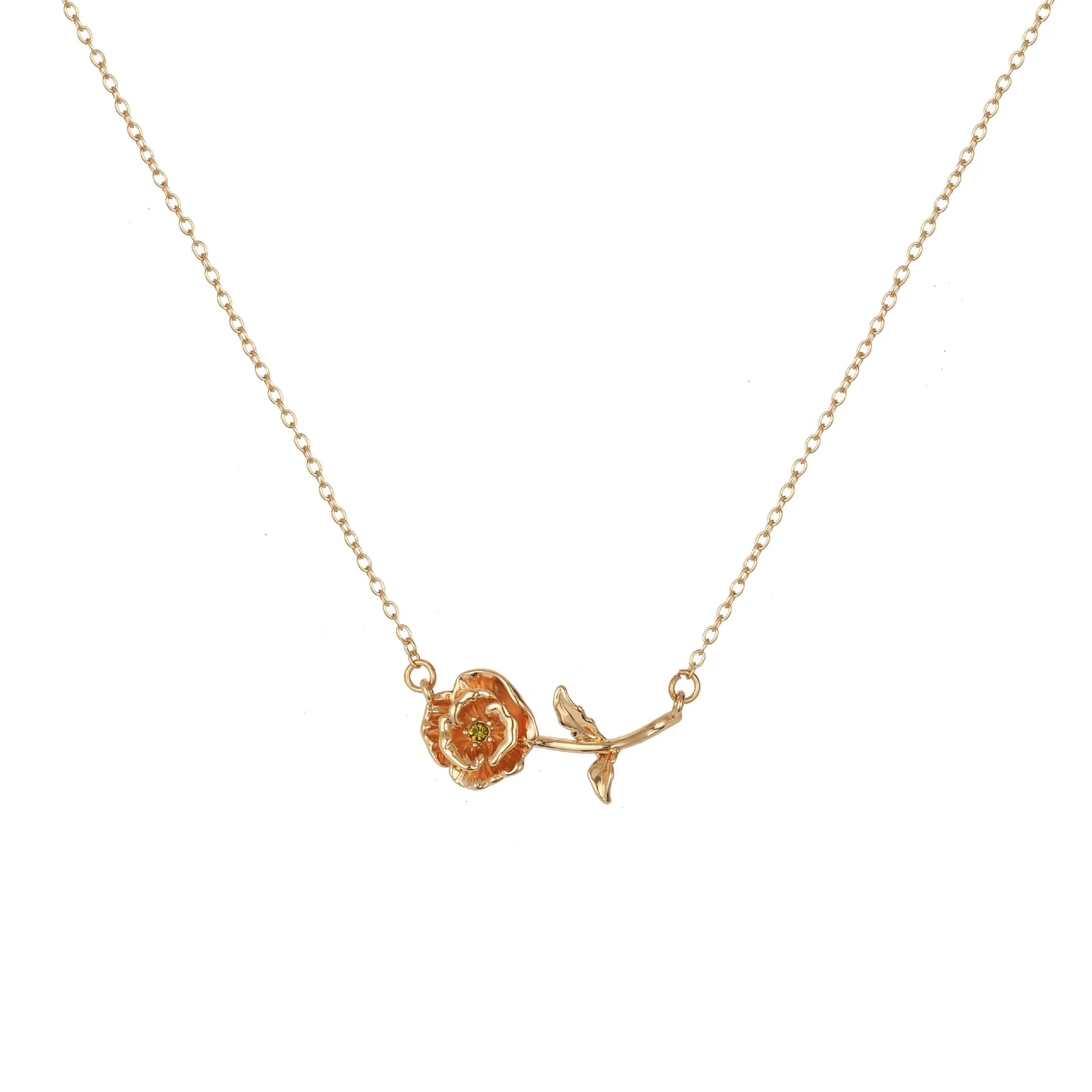 Birth Flower Necklace - Dainty Horizontal Flower Charm - Image 12