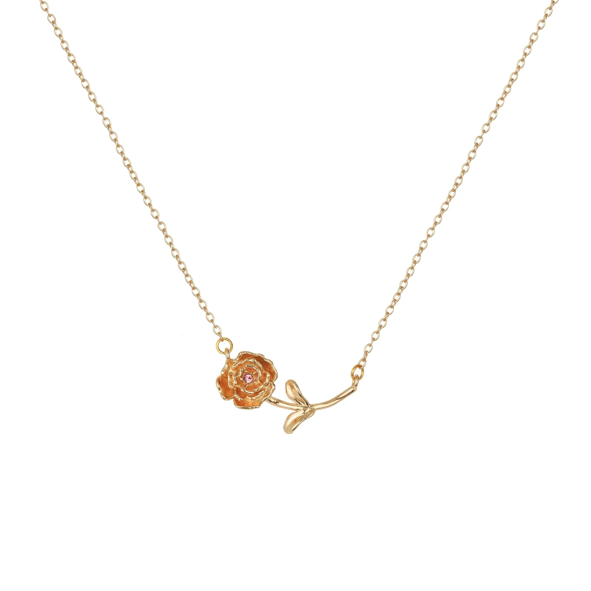 Birth Flower Necklace - Dainty Horizontal Flower Charm - Image 14