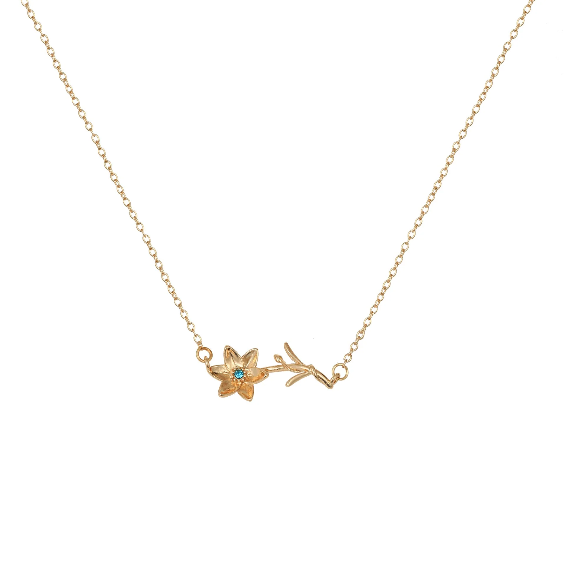 Birth Flower Necklace - Dainty Horizontal Flower Charm - Image 7