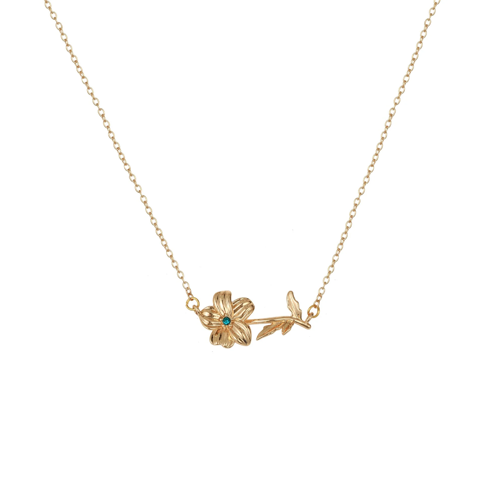 Birth Flower Necklace - Dainty Horizontal Flower Charm - Image 9