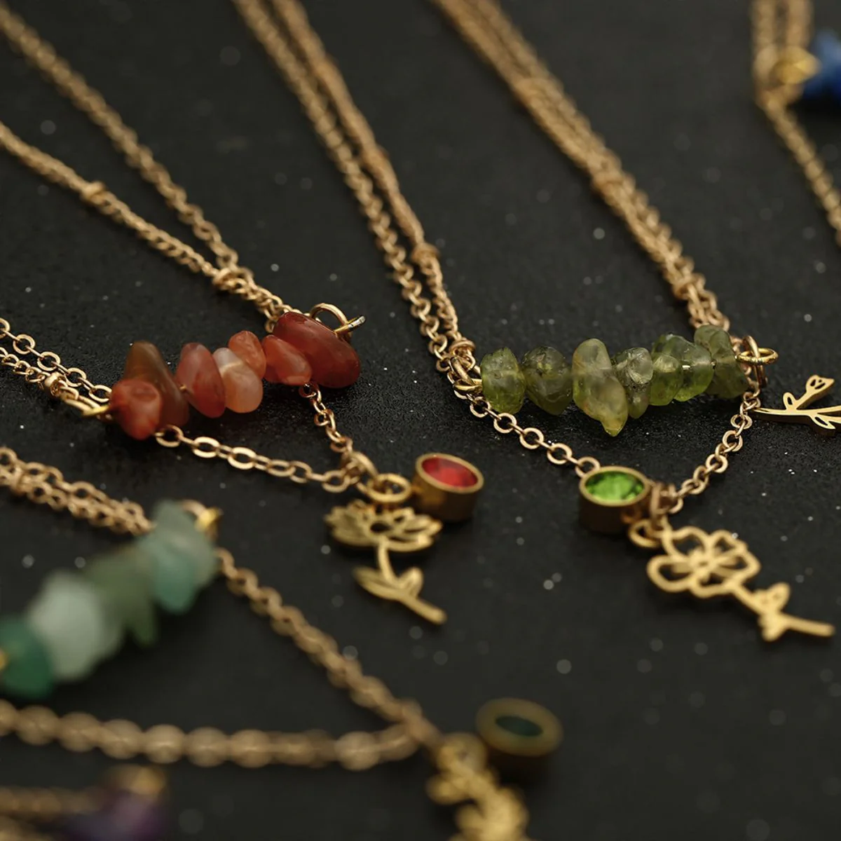 Birthstone Flower Necklaces Dainty Chain Necklace 12 Birth Month Crystal Necklace for Women - Image 5
