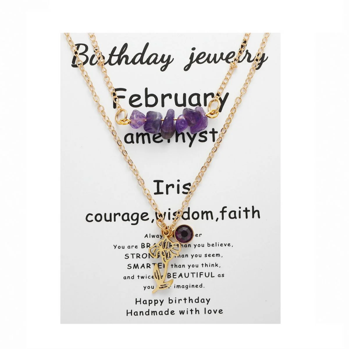 Birthstone Flower Necklaces Dainty Chain Necklace 12 Birth Month Crystal Necklace for Women - Image 7
