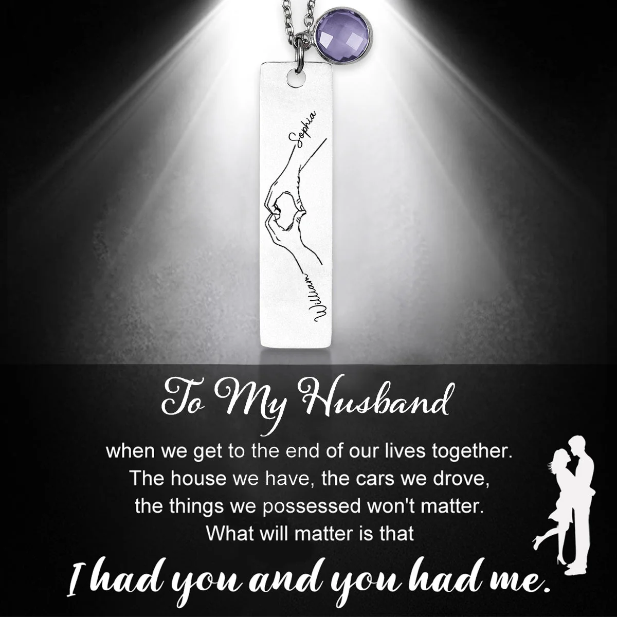 Birthstone Necklace Custom Couple Name - Personalized Birthstone Necklace - Image 10