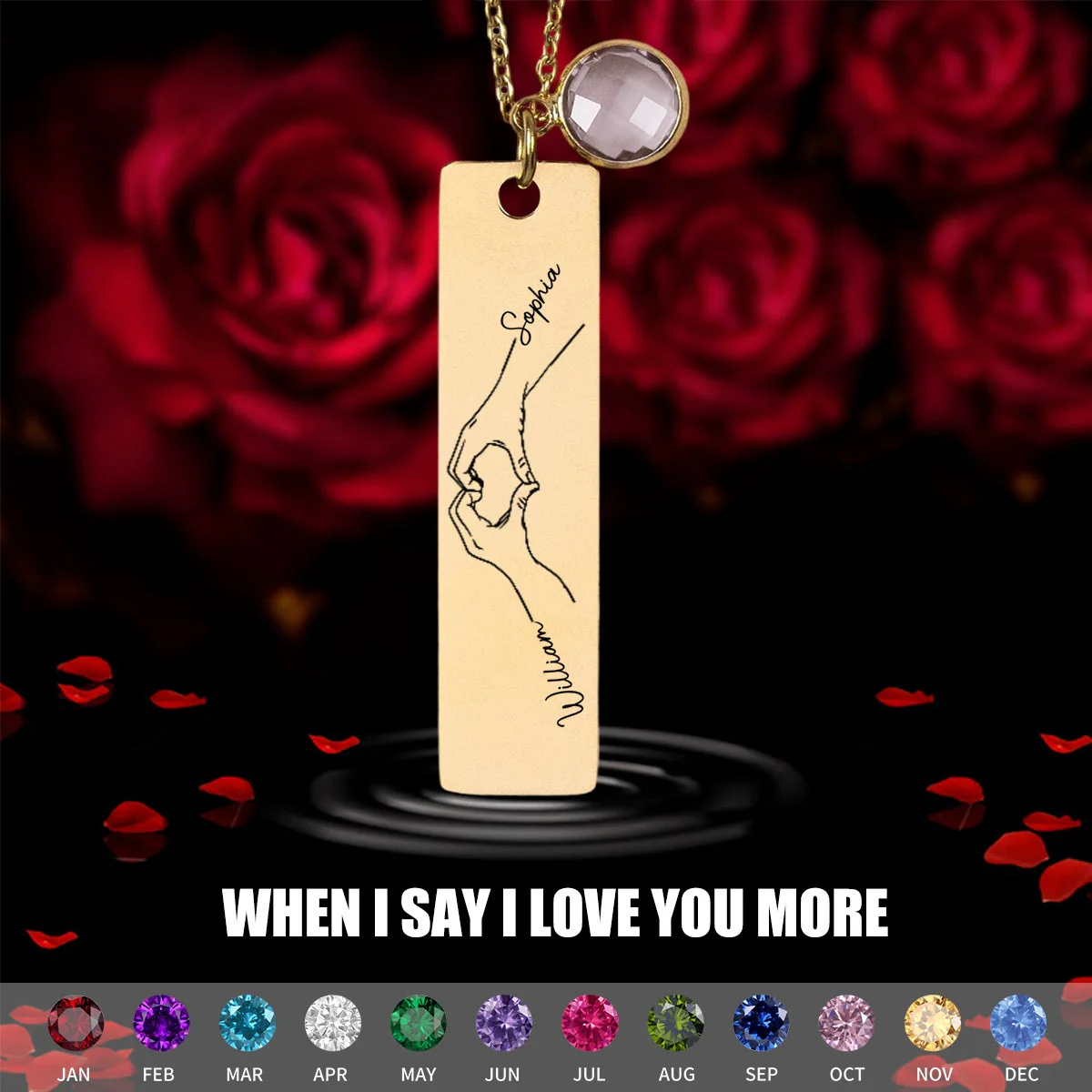 Birthstone Necklace Custom Couple Name - Personalized Birthstone Necklace - Image 5