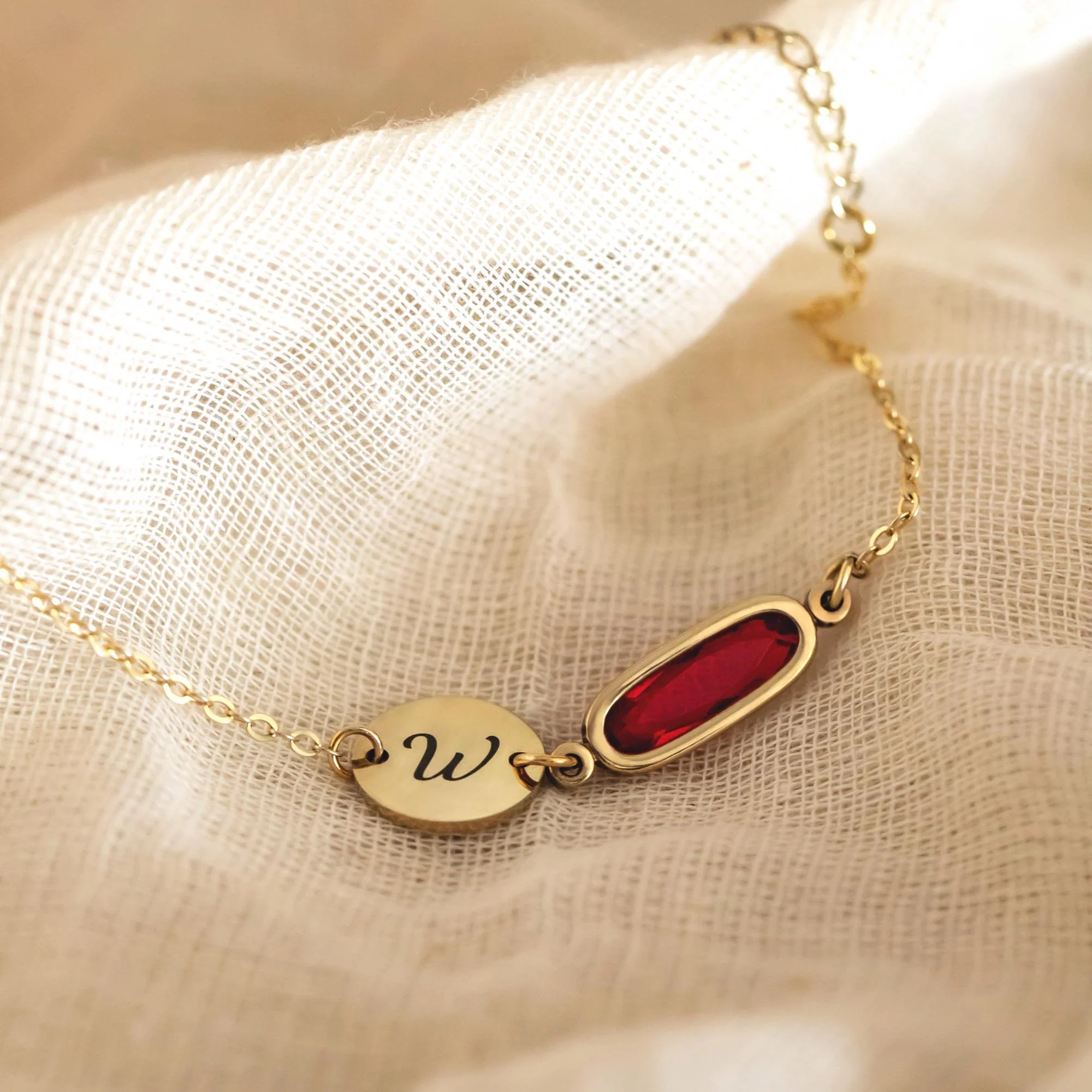 Birthstone with Initials - Personalized Birthstone Jewelry, Birthday Gift, Friendship Bracelet