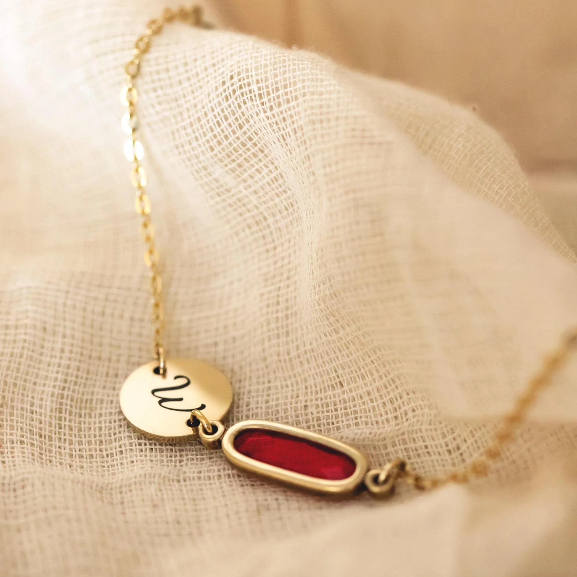 Birthstone with Initials - Personalized Birthstone Jewelry, Birthday Gift, Friendship Bracelet - Image 2