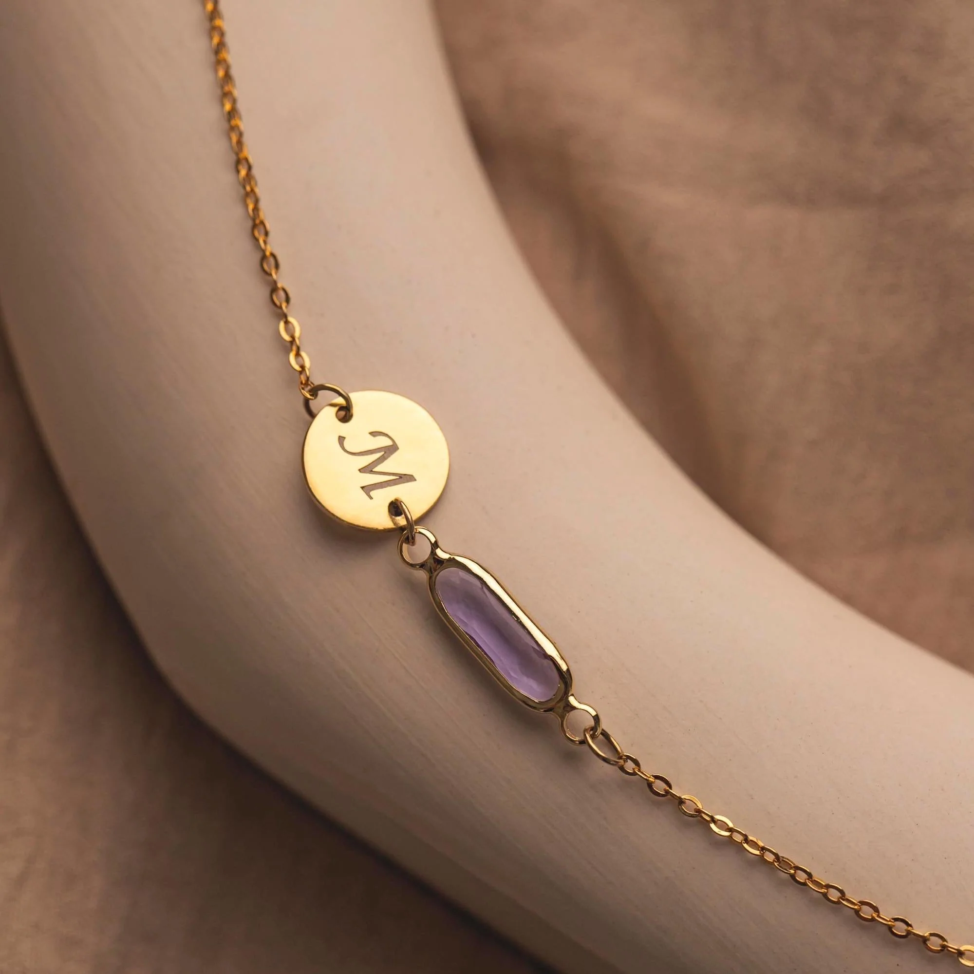 Birthstone with Initials - Personalized Birthstone Jewelry, Birthday Gift, Friendship Bracelet - Image 4