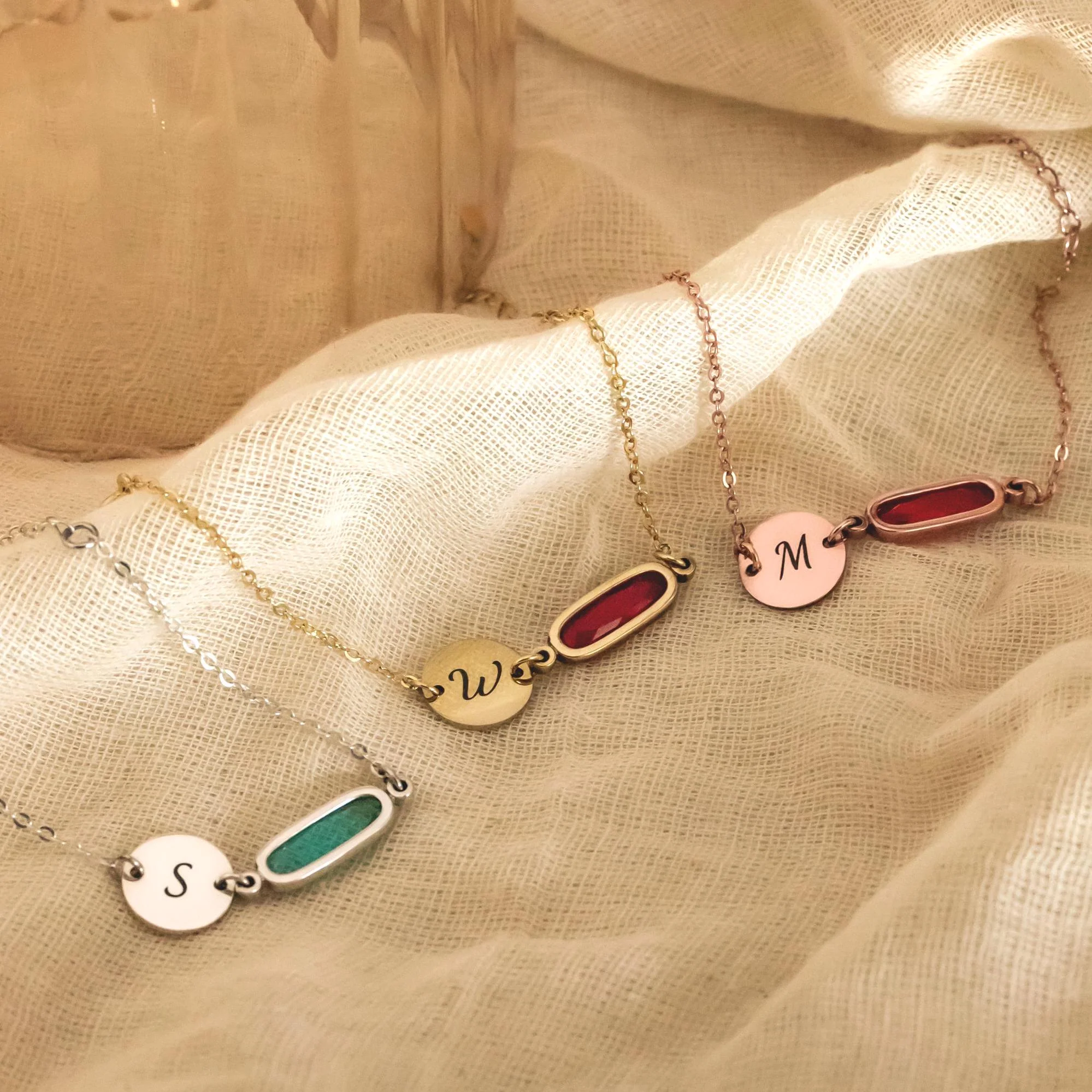 Birthstone with Initials - Personalized Birthstone Jewelry, Birthday Gift, Friendship Bracelet - Image 5