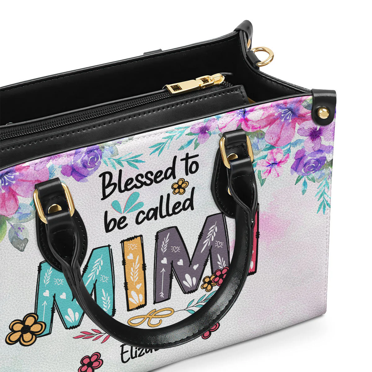 Blessed Nana - Personalized Leather Handbag Gift For Mom And Grandma - Image 2