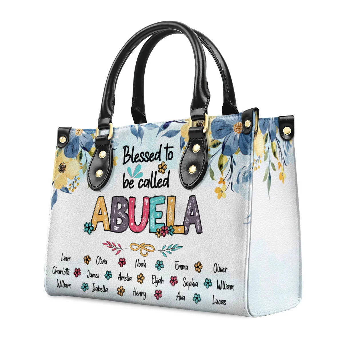 Blessed Nana - Personalized Leather Handbag Gift For Mom And Grandma - Image 4