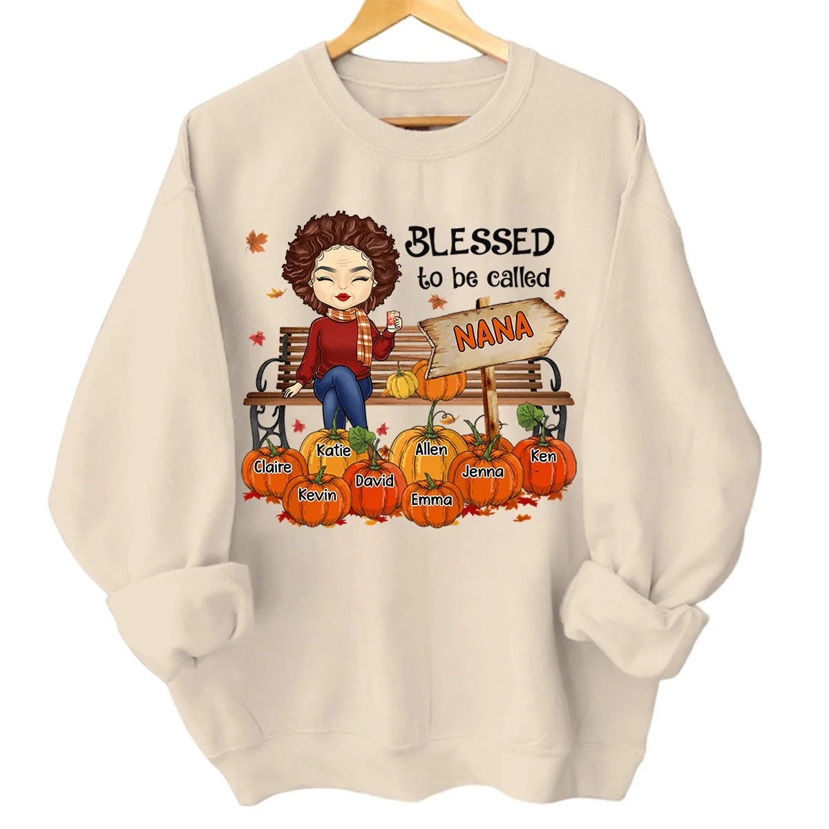 Blessed To Be Called - Family Personalized Pumpkin Sweatshirt - Autumn Gift For Grandma