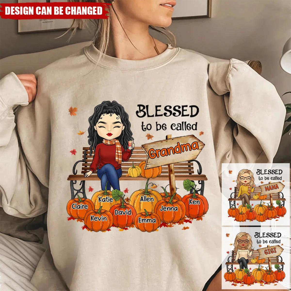 Blessed To Be Called - Family Personalized Pumpkin Sweatshirt - Autumn Gift For Grandma - Image 2