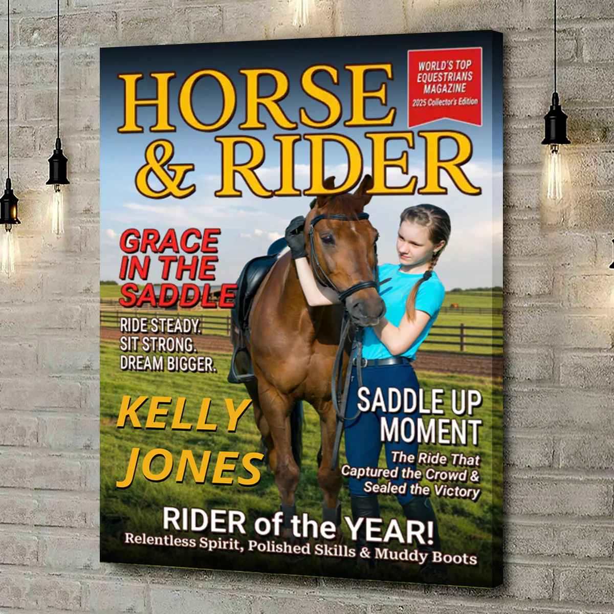 Born To Ride Custom Photo HORSE & RIDER Magazine Cover Personalized Gift for Horse Lovers - Image 2