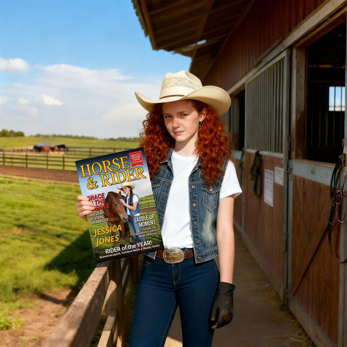 Born To Ride Custom Photo HORSE & RIDER Magazine Cover Personalized Gift for Horse Lovers - Image 6