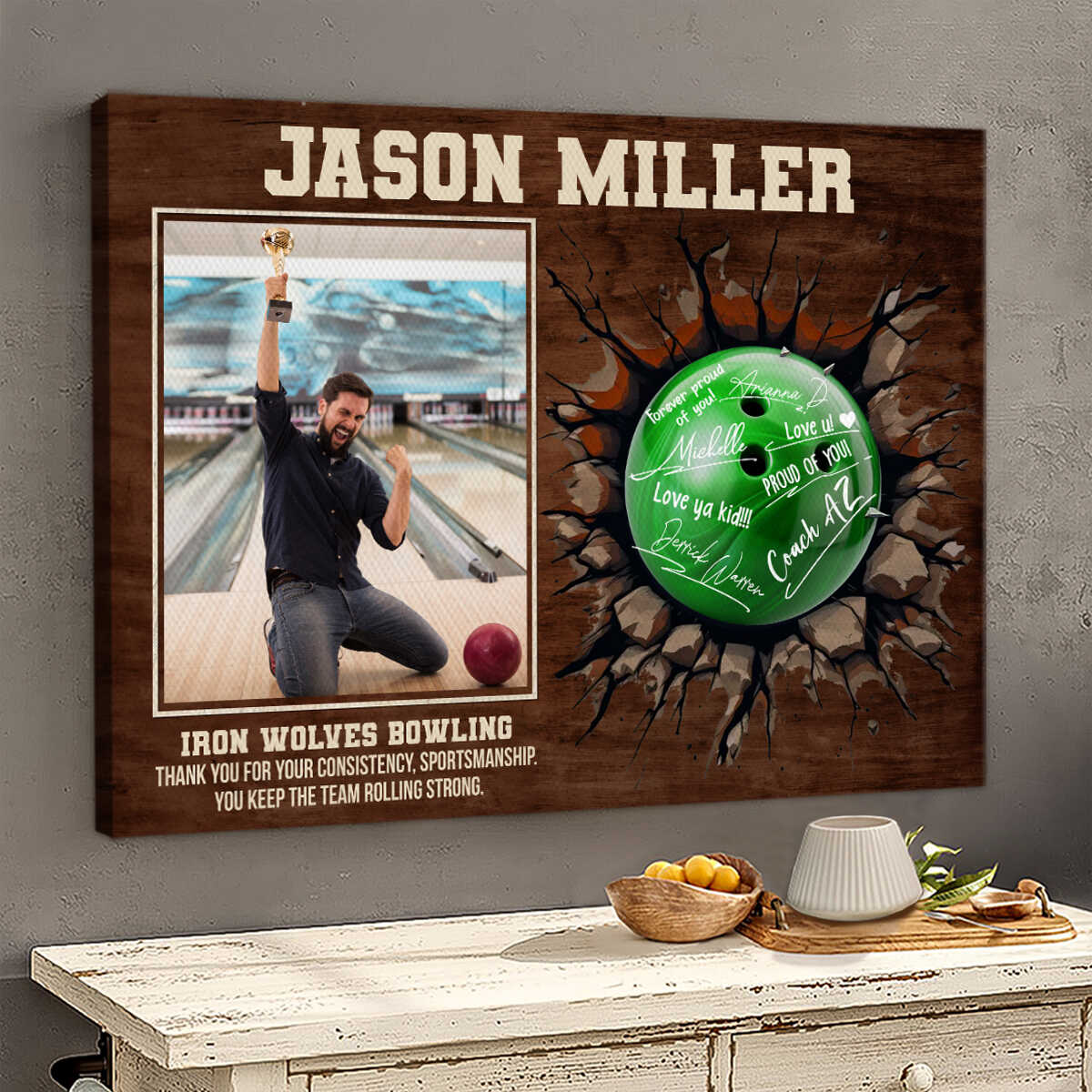 Bowling Player Signature Canvas, Custom Bowling Guest Book Alternative, Bowling Player Gift, Sports Lover Gift, Bowling Gift - Image 2