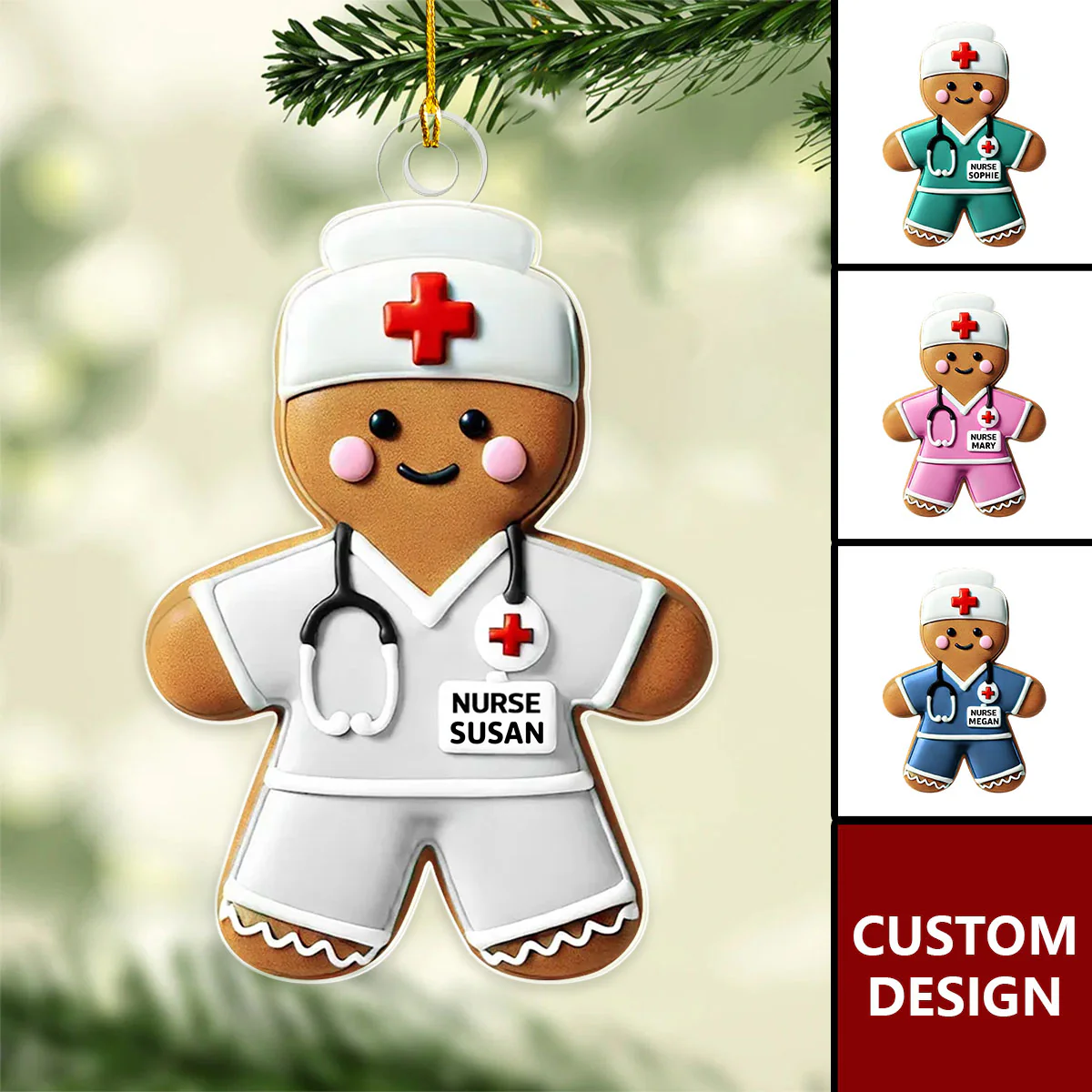 Bread Nurse Custom Name Ornament, Christmas Gift For Nurses - Image 2