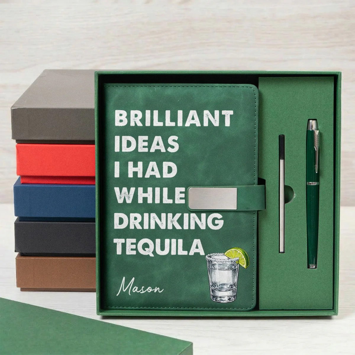 Brilliant Ideas I Had While Drinking Bourbon, Wine, Whiskey, Custom Drink - Personalized Notebook Set - Image 4