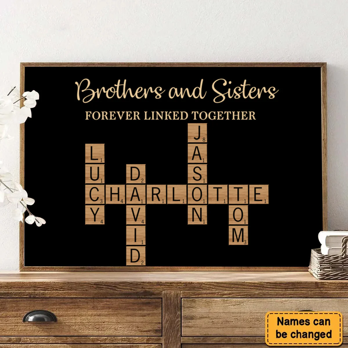 Brothers & Sisters Forever Linked Together Crossword Puzzle Art Personalized Poster, Gift For Brothers, Sisters, Siblings, Family - Image 4