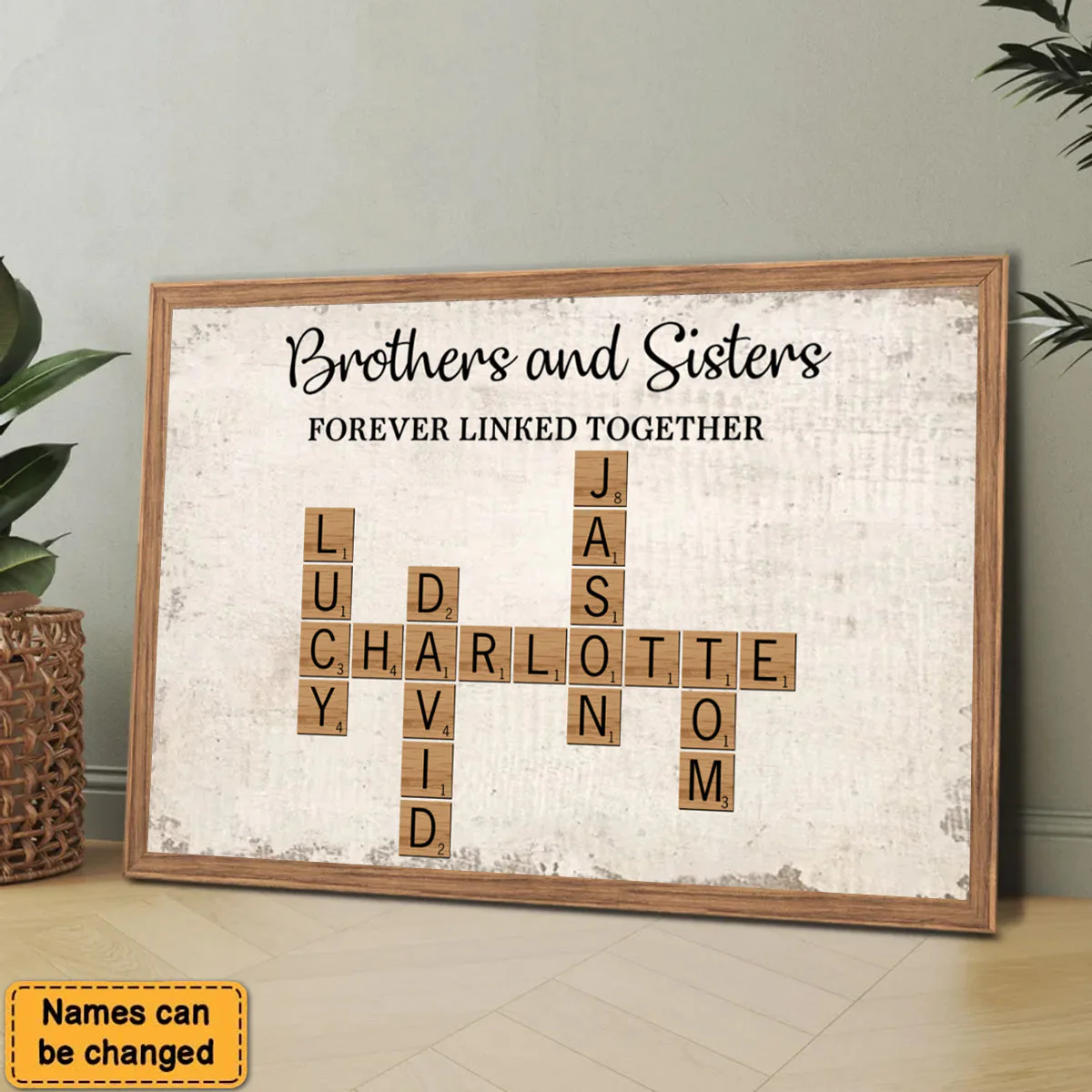 Brothers & Sisters Forever Linked Together Crossword Puzzle Art Personalized Poster, Gift For Brothers, Sisters, Siblings, Family - Image 5