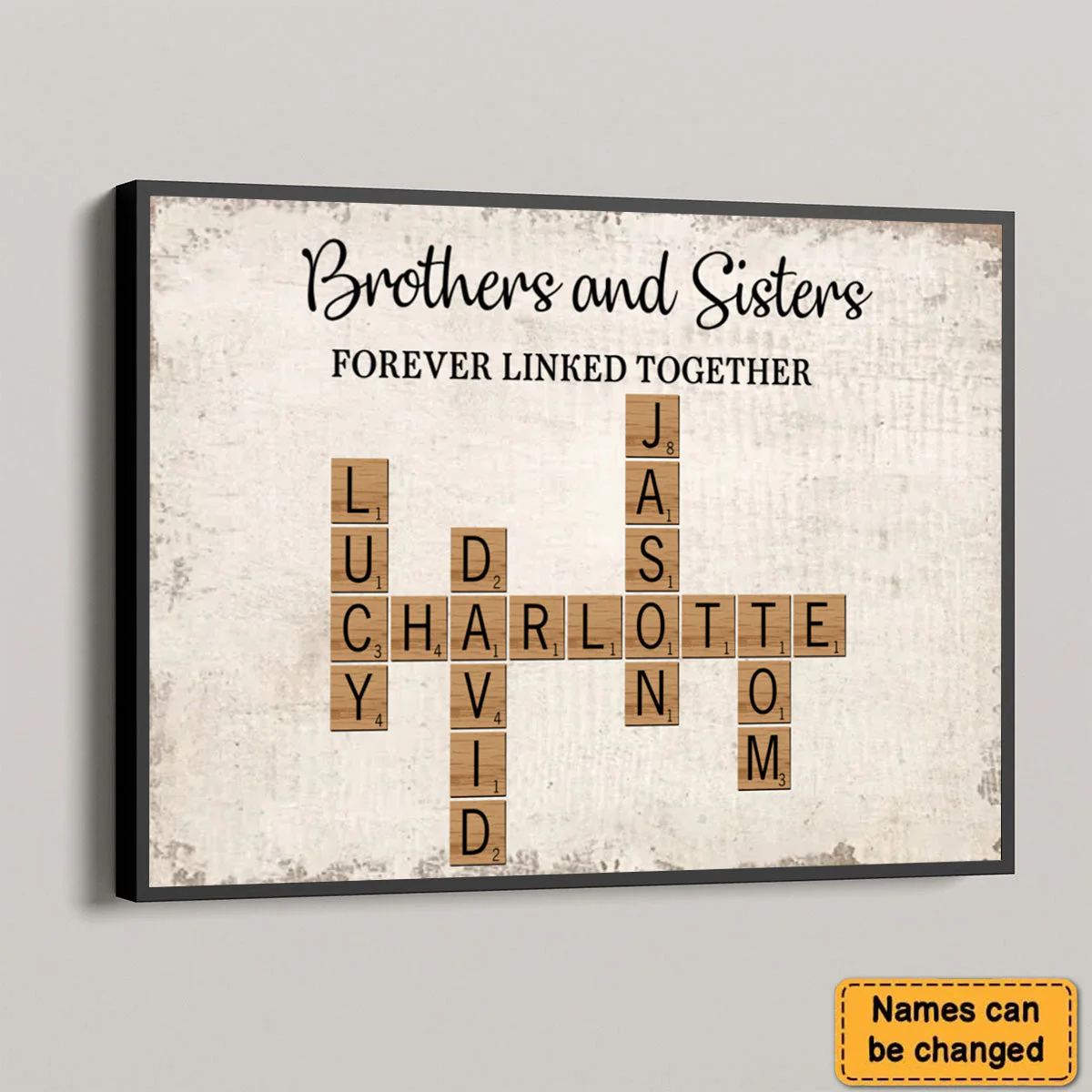 Brothers & Sisters Forever Linked Together Crossword Puzzle Art Personalized Poster, Gift For Brothers, Sisters, Siblings, Family - Image 6
