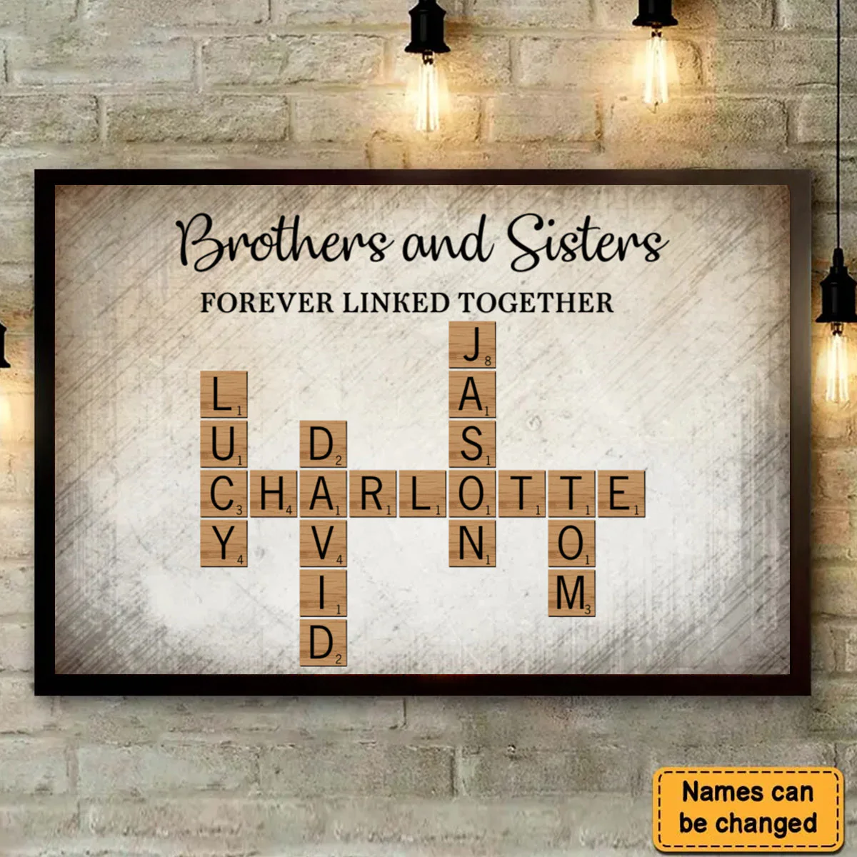 Brothers & Sisters Forever Linked Together Crossword Puzzle Art Personalized Poster, Gift For Brothers, Sisters, Siblings, Family - Image 7