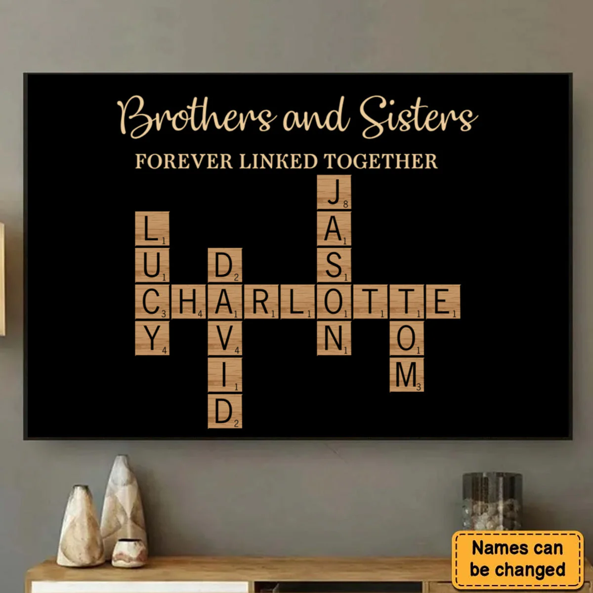 Brothers & Sisters Forever Linked Together Crossword Puzzle Art Personalized Poster, Gift For Brothers, Sisters, Siblings, Family - Image 8