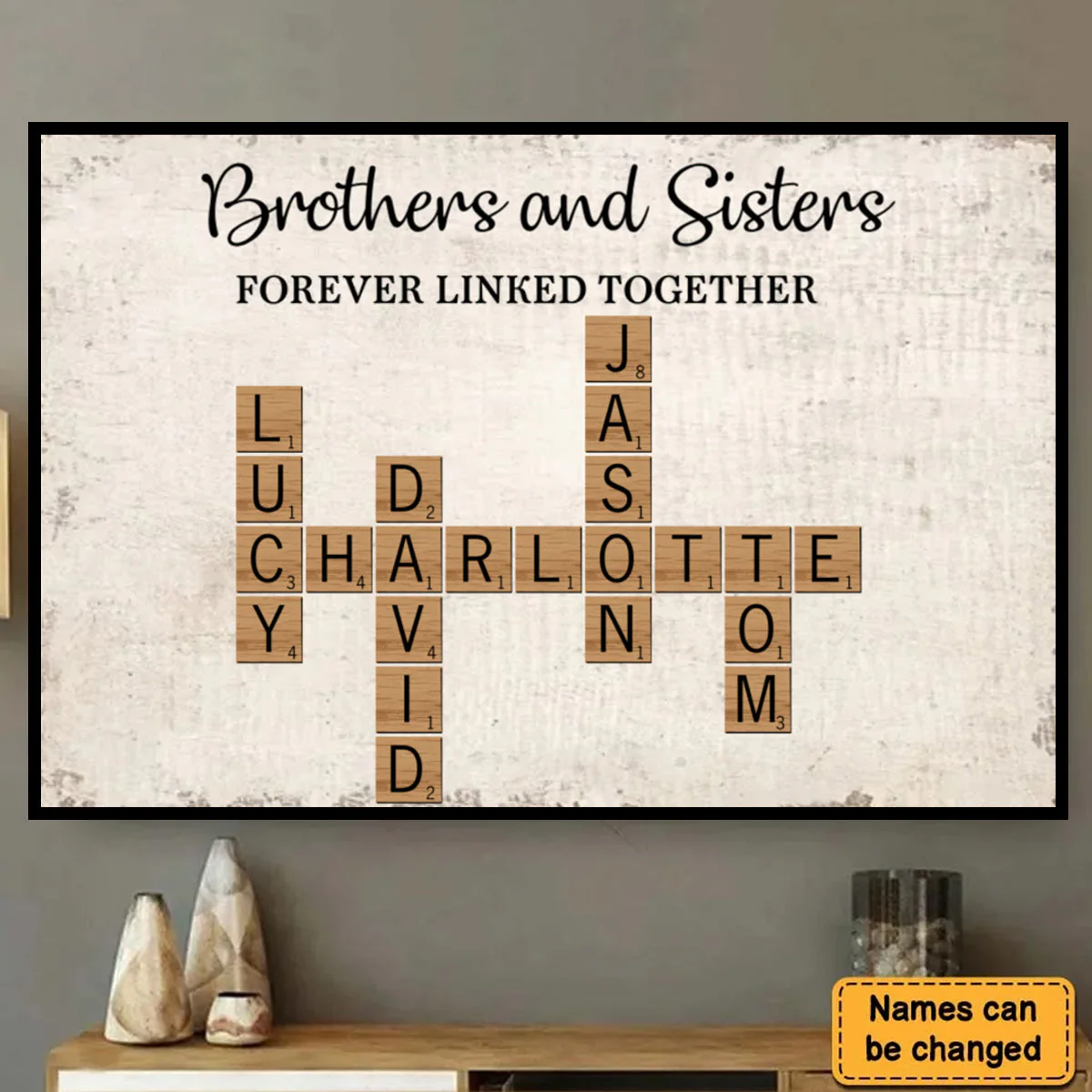 Brothers & Sisters Forever Linked Together Crossword Puzzle Art Personalized Poster, Gift For Brothers, Sisters, Siblings, Family - Image 9