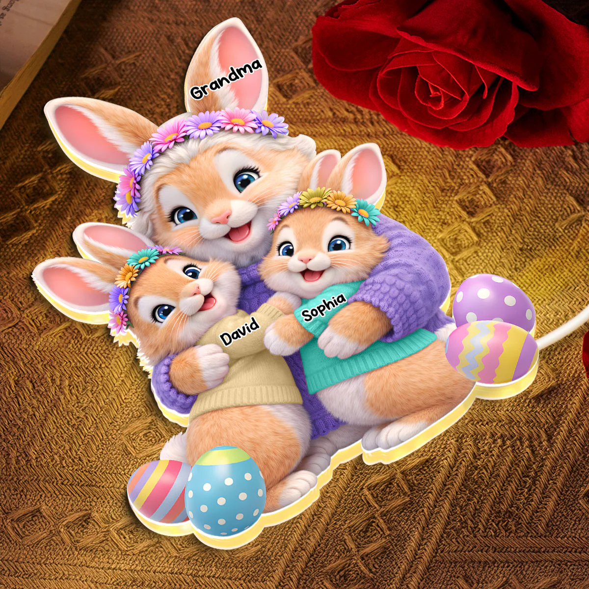 Bunny Easter Grandma with Grandkids' Names - Personalized Light Box - Image 8