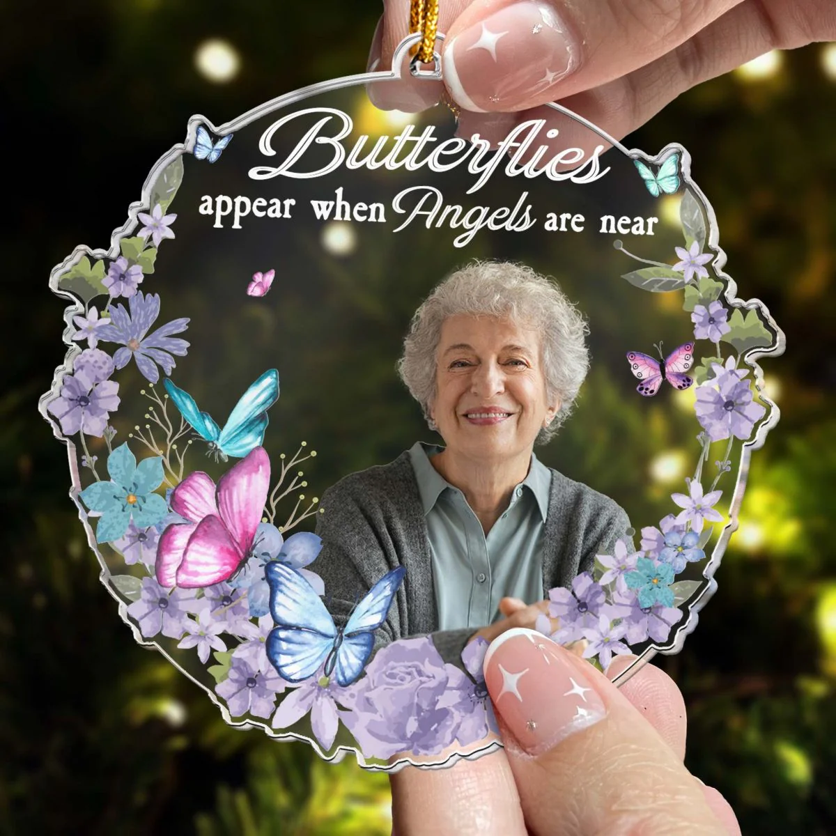 Butterflies Appear When Angels Are Near Personalized Acrylic Ornament - Image 2