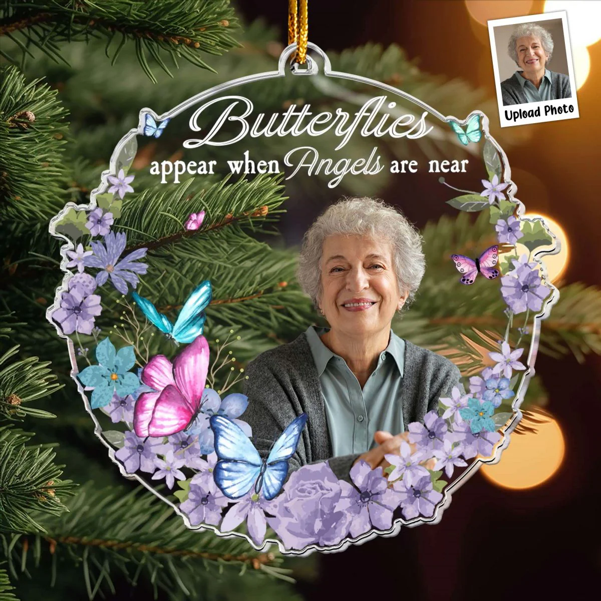 Butterflies Appear When Angels Are Near Personalized Acrylic Ornament - Image 3
