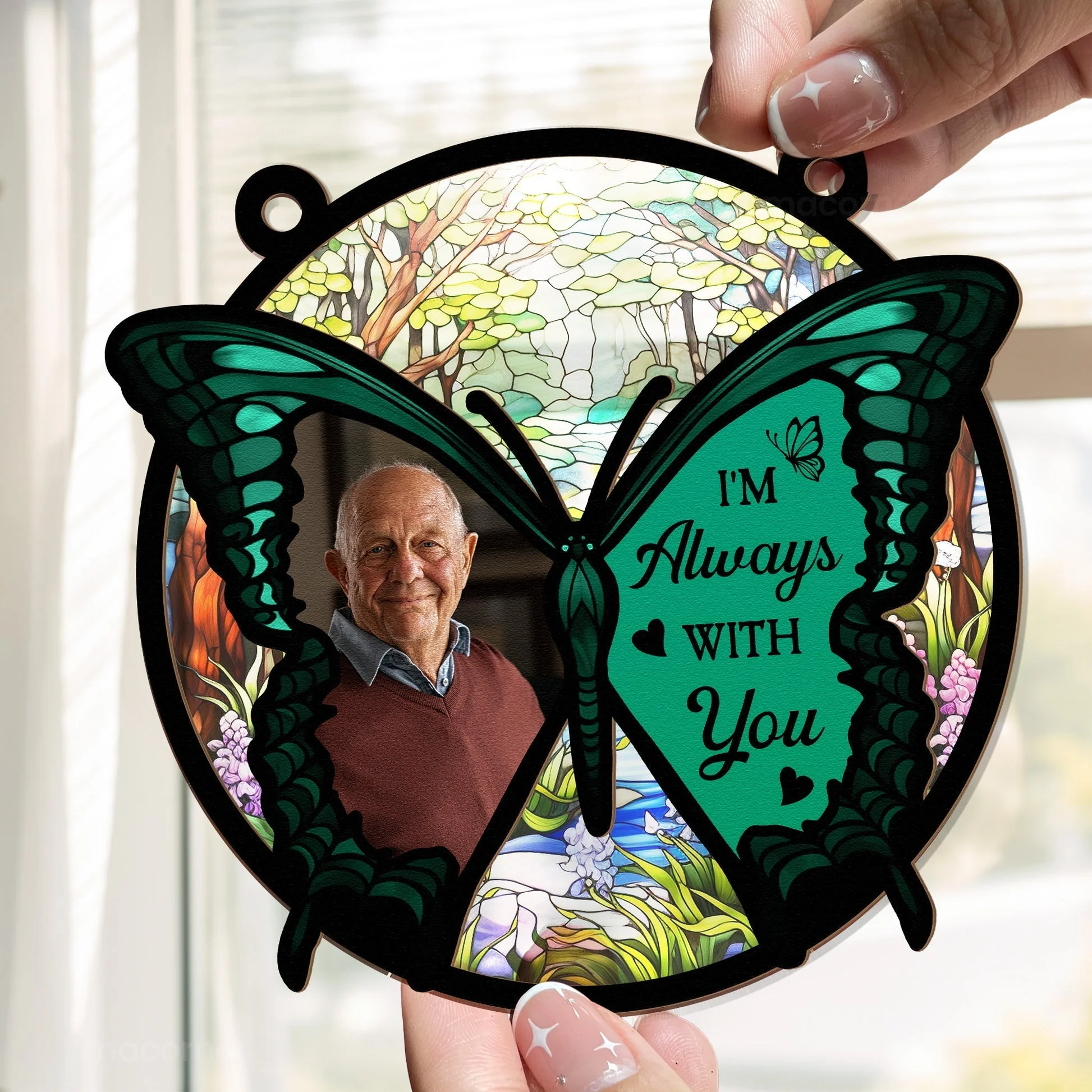 Butterfly I'm Always With You - Personalized Window Hanging Suncatcher Ornament - Image 3