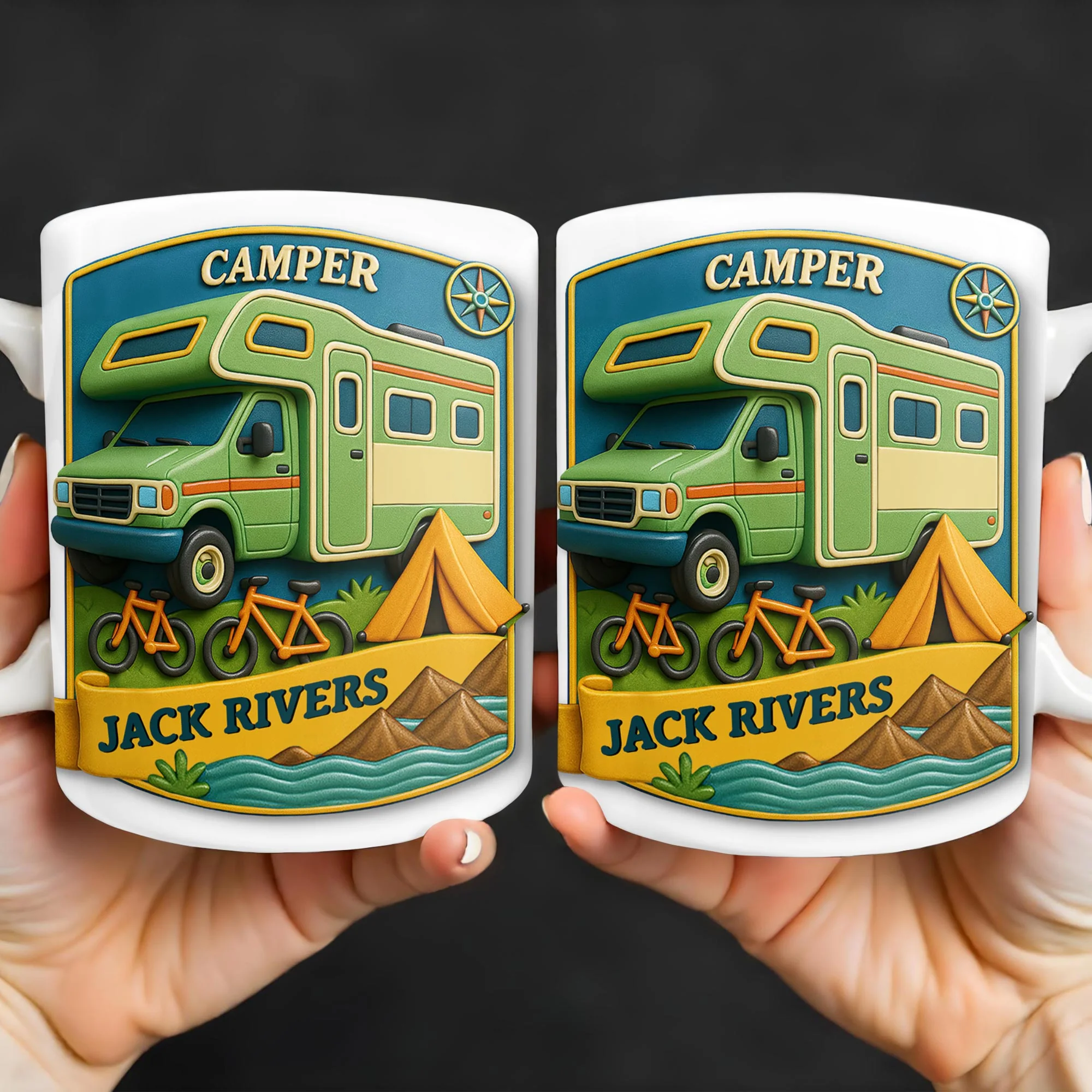 Camper, Tent, and Bicycles Design, Personalized Custom Coffee Mug, Perfect For Outdoor Lovers - Image 4