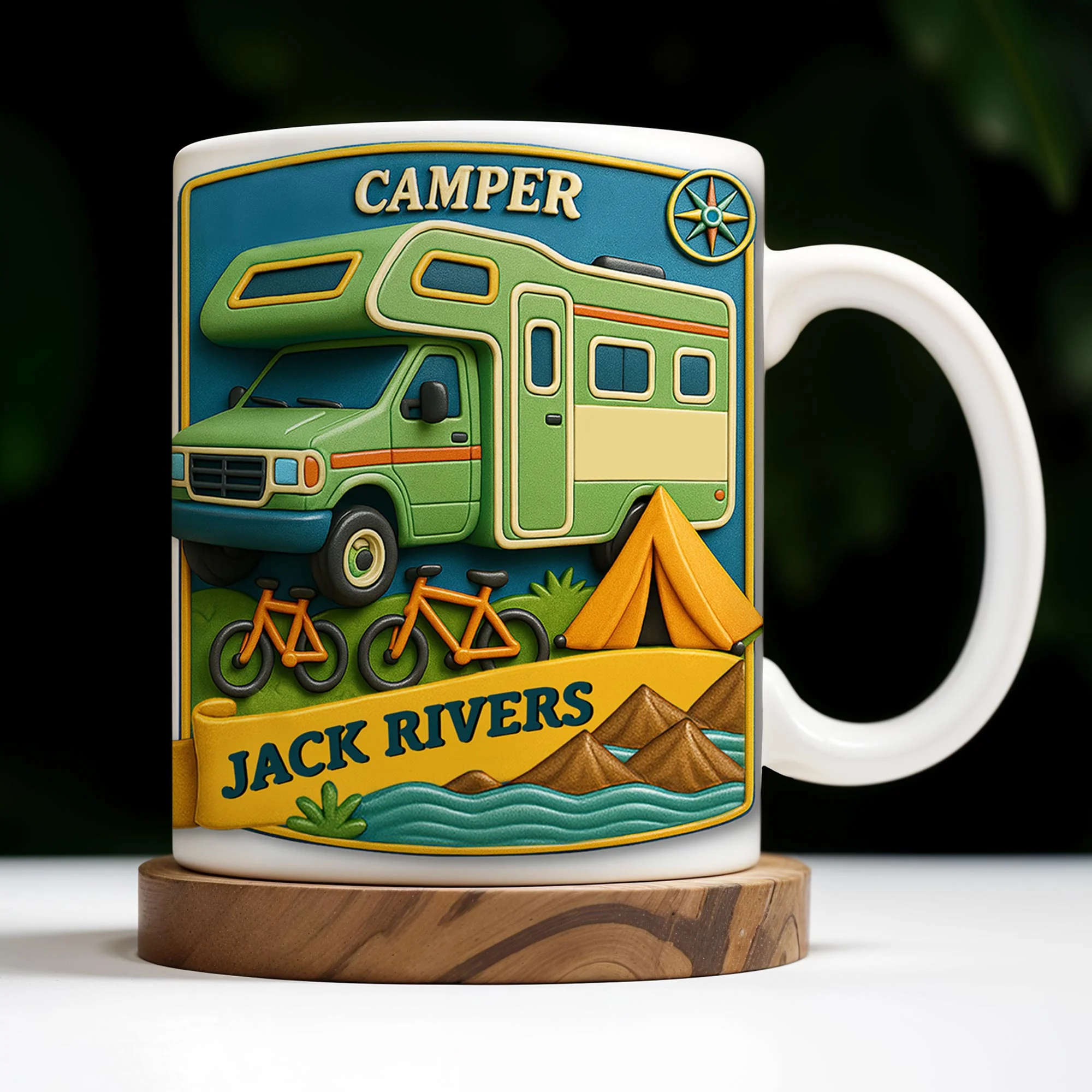 Camper, Tent, and Bicycles Design, Personalized Custom Coffee Mug, Perfect For Outdoor Lovers - Image 6