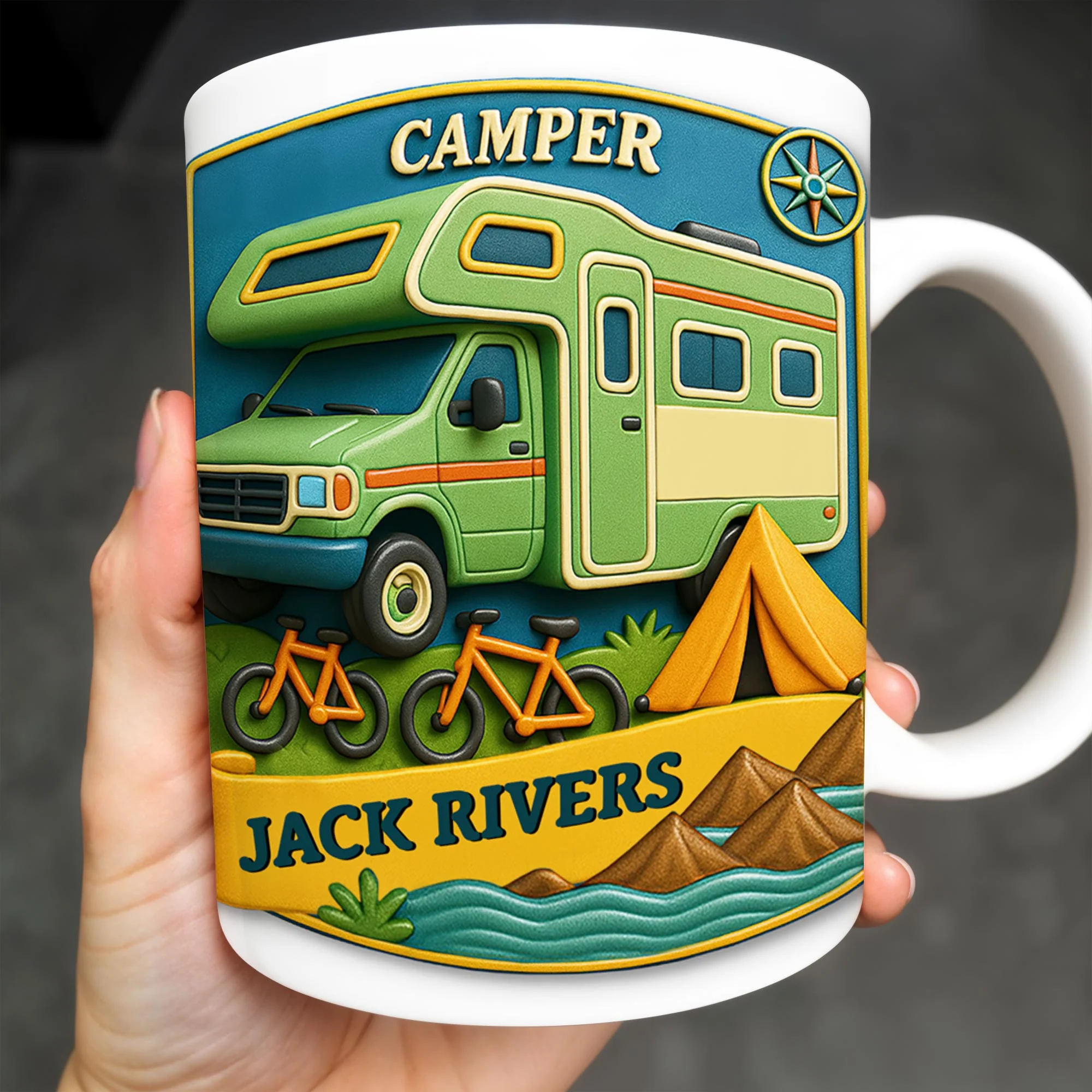 Camper, Tent, and Bicycles Design, Personalized Custom Coffee Mug, Perfect For Outdoor Lovers - Image 7