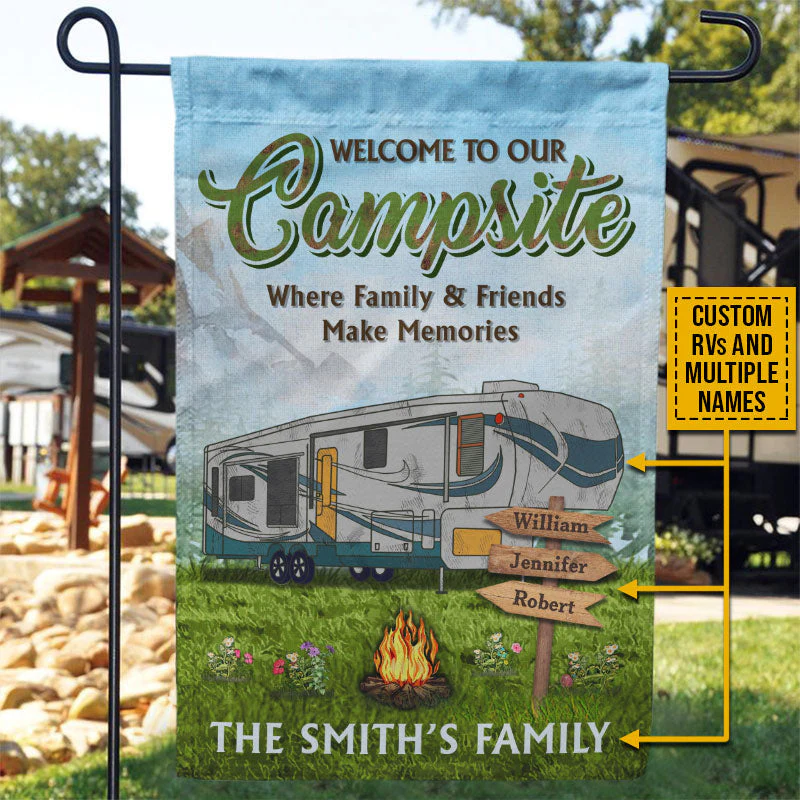 Camping Welcome To Our Campsite Custom Flag - Image 3