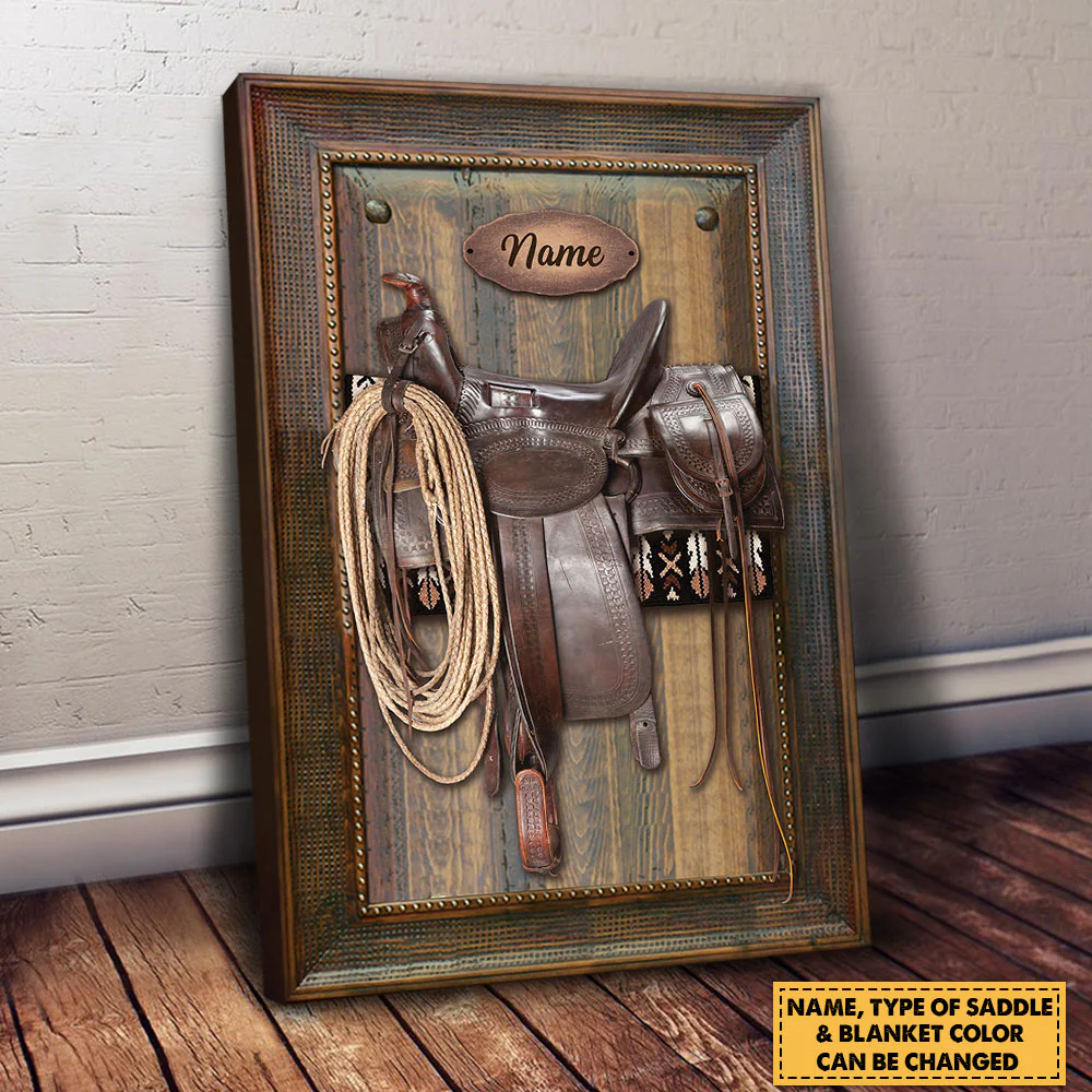 Canvas Horse Saddle Frame Print, Personalized Canvas For Horse Lovers - Image 2