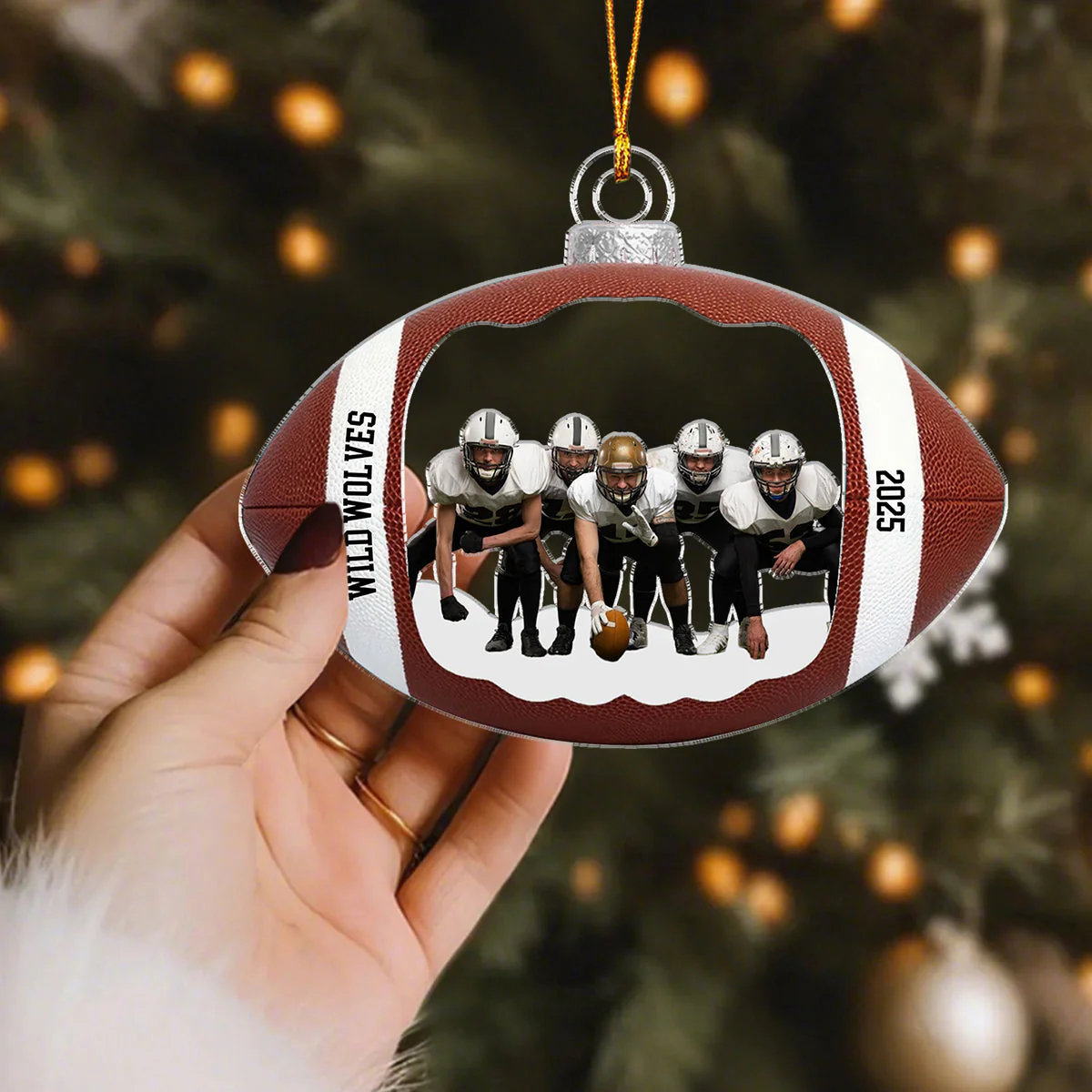 Capture Your Football Moments - Photo Personalized American Football Acrylic Ornament - Image 3