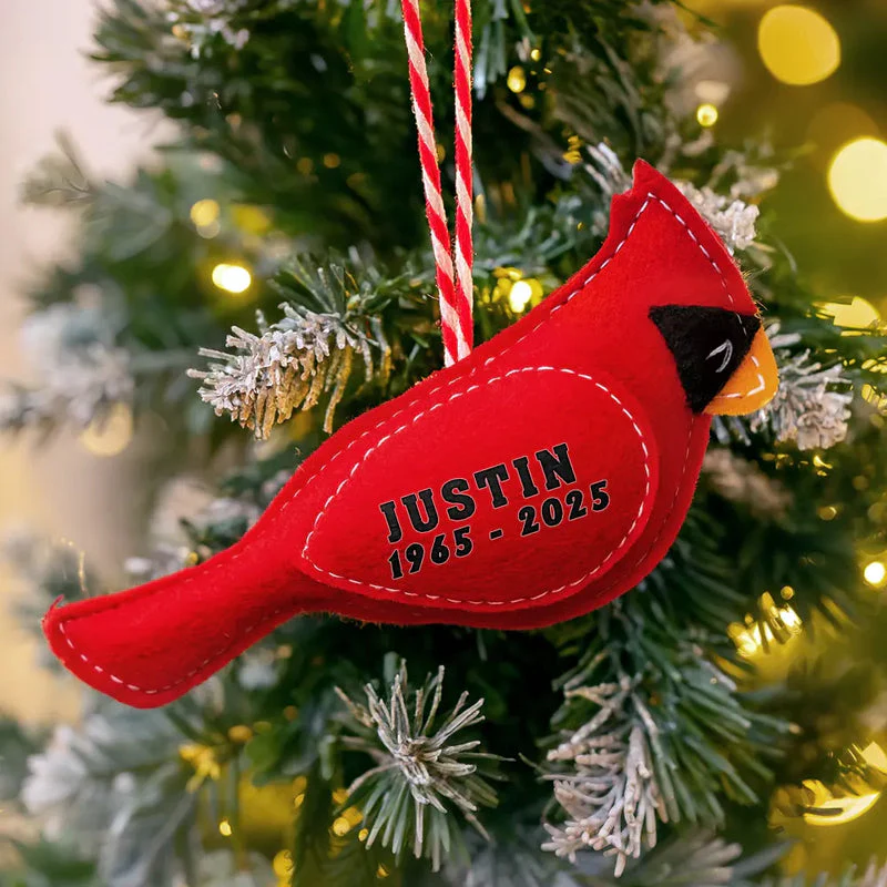 Cardinal Angels Appear I'm Always With You - Memorial Personalized Wool Felt Ornament - Image 3