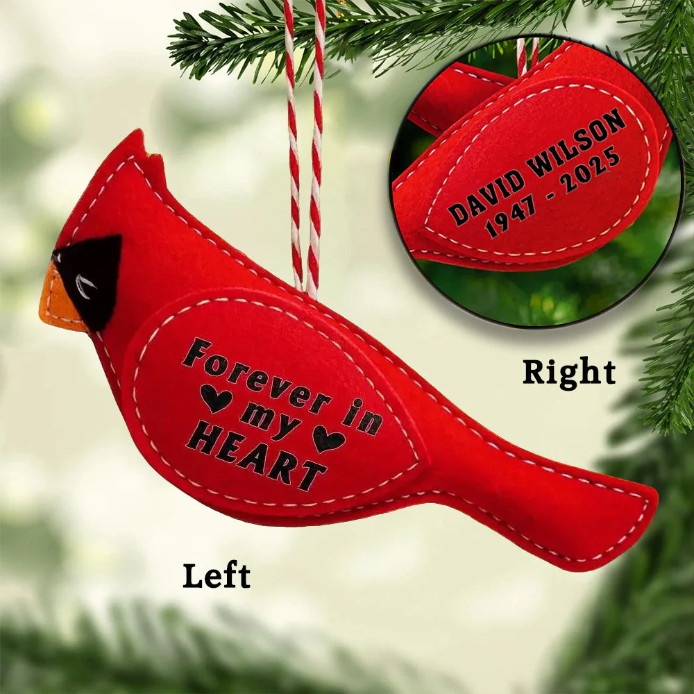 Cardinal Angels Appear I'm Always With You - Memorial Personalized Wool Felt Ornament - Image 4