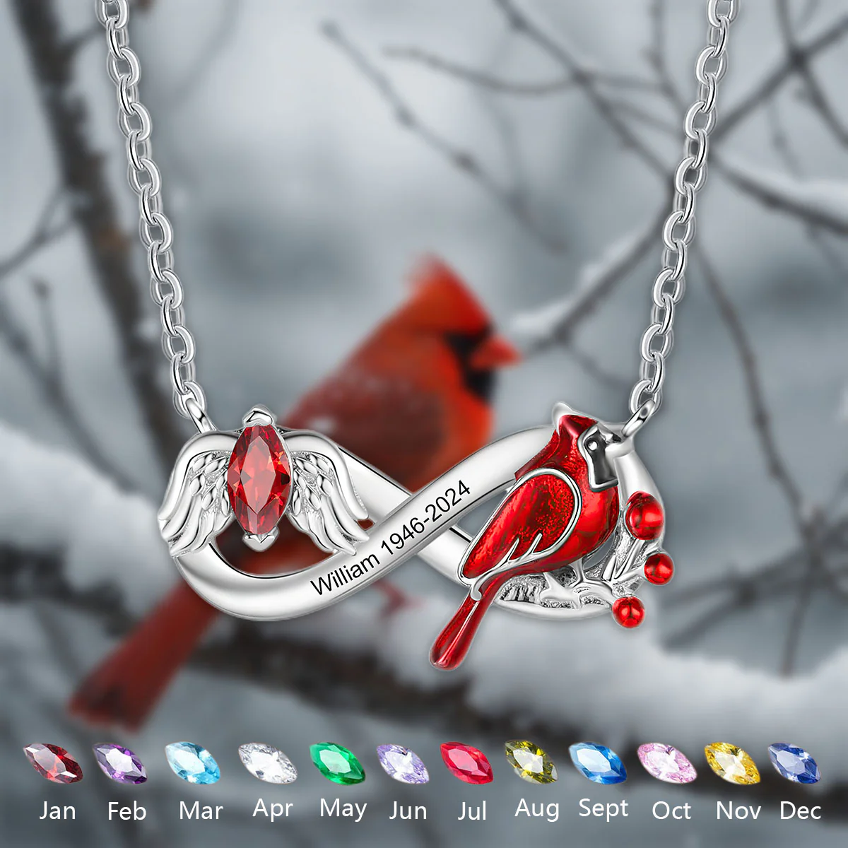 Cardinals Appear When Angels Are Near Memorial Infinite Personalized Necklace - Image 2
