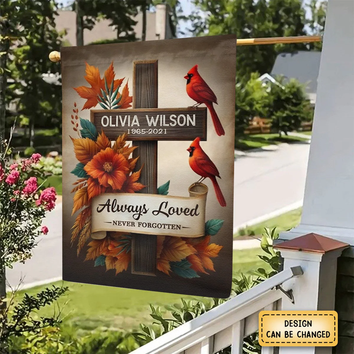 Cardinals Memorial Gifts Always Loved Never Forgotten Personalized Garden Flag - Image 2