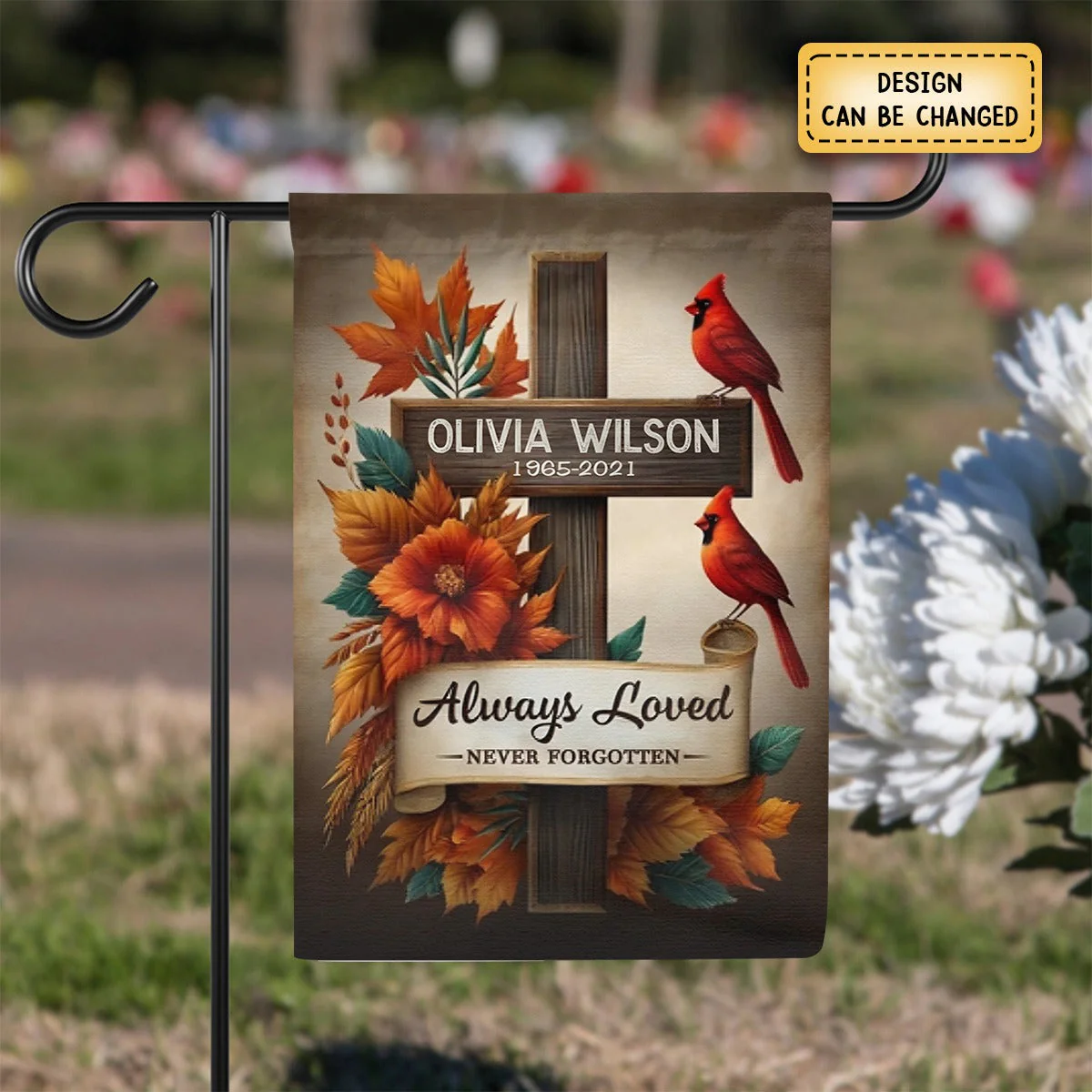 Cardinals Memorial Gifts Always Loved Never Forgotten Personalized Garden Flag - Image 3