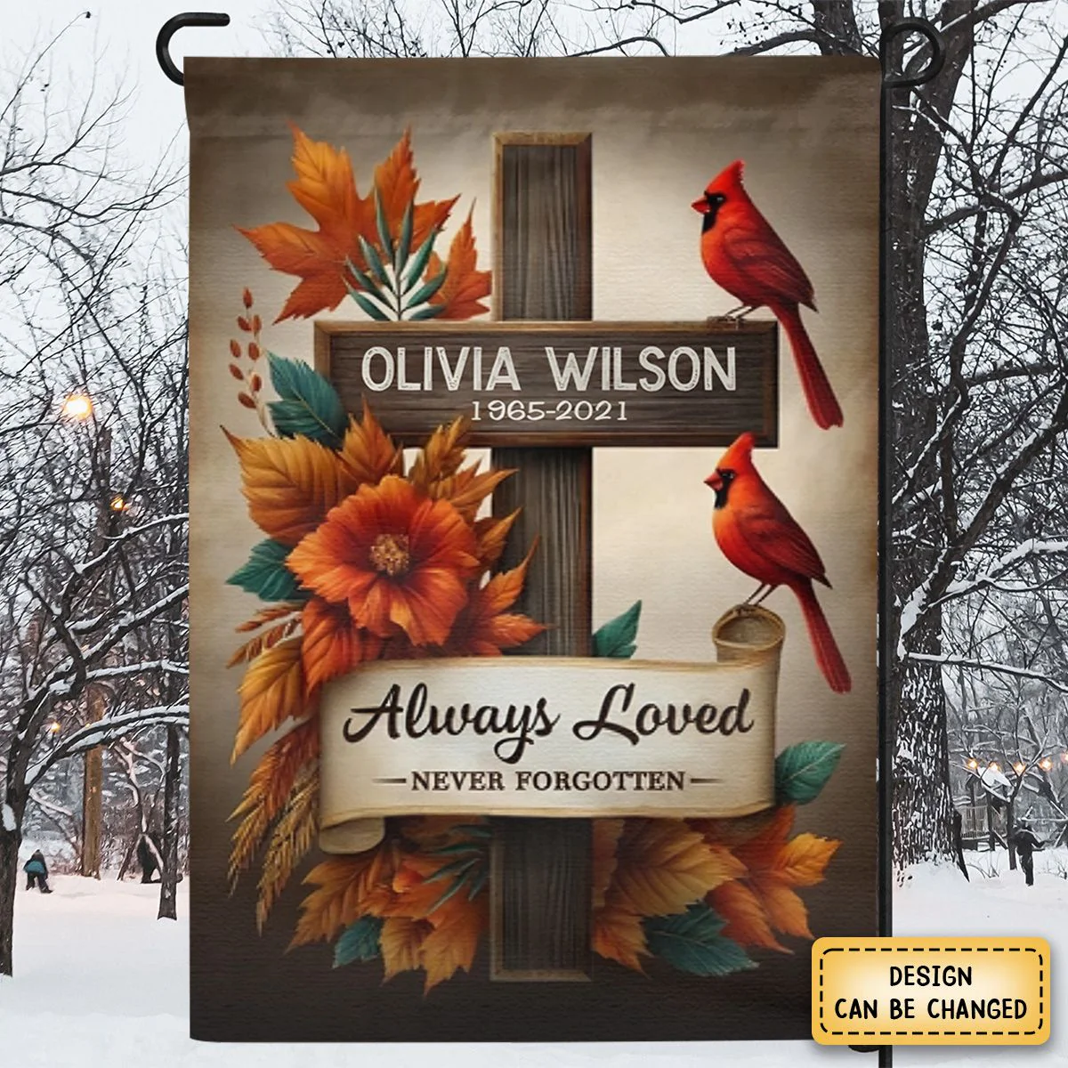 Cardinals Memorial Gifts Always Loved Never Forgotten Personalized Garden Flag - Image 4