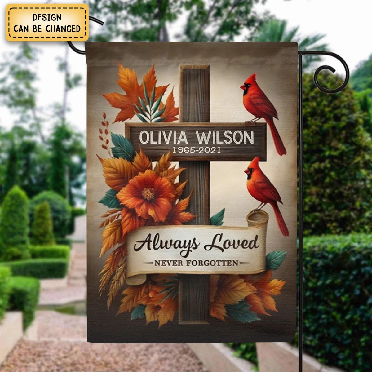 Cardinals Memorial Gifts Always Loved Never Forgotten Personalized Garden Flag - Image 5